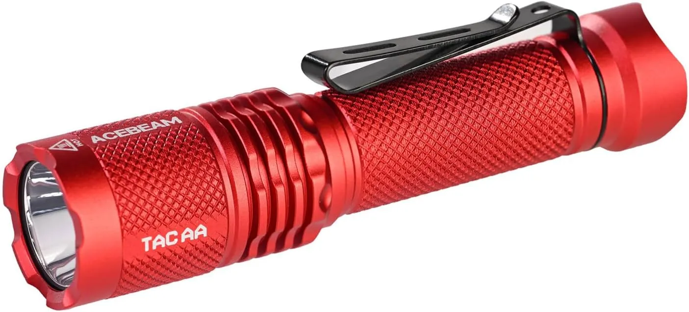ACEBEAM TAC AA 2.0 Longest-Range AA Flashlight 360 Meters, 900 High Lumens Tactical EDC Flashlight Rechargeable, 6 Modes Pocket LED Flashlight, Super Bright Small Mini Flashlight, Red Color