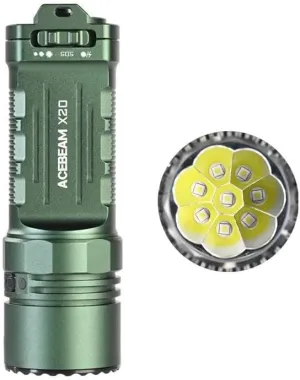 ACEBEAM X20 SFT-25R HI LED - Green X20 8X SFT-25R HI 6500K LEDs High Output Searchlight with Dual Modes Green- 8,000 Lumens w/Batteries and Eco Sensa USB-C Charging Cable