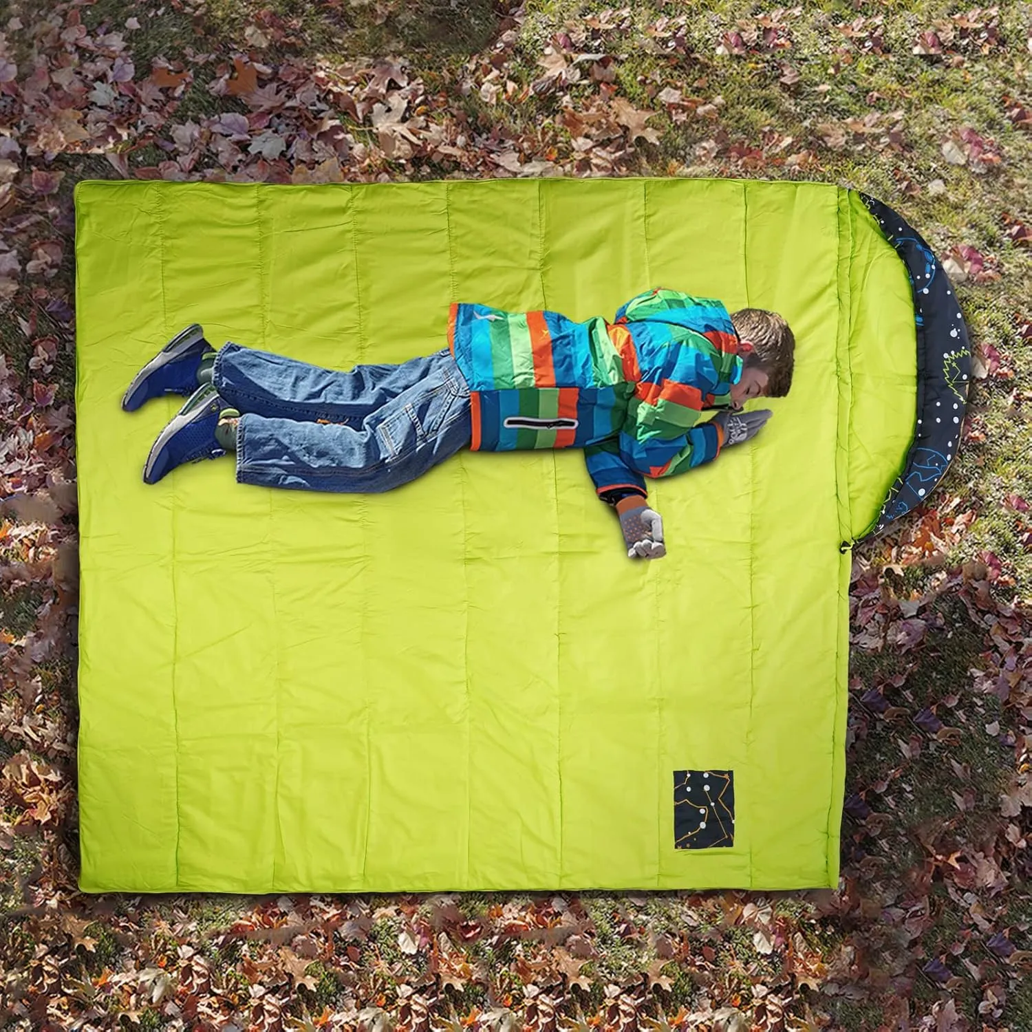 AceCamp Kids Sleeping Bag, Glow-in-The-Dark Sleeping Bag for Kids and Youth, Portable Water-Resistant Kids Sleeping Bag, Temp Rating 30F/ -1℃, for Camping, Hiking, Slumber Party