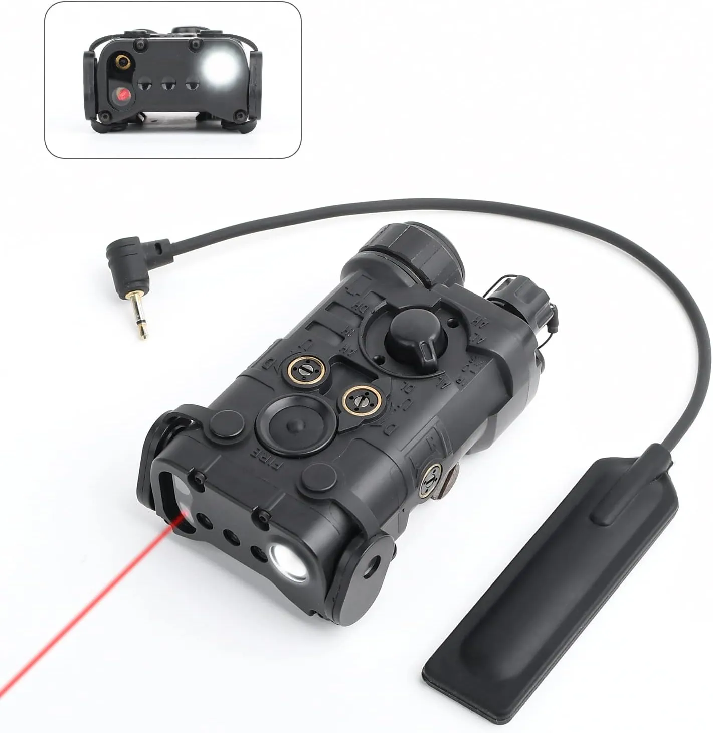 Airsoft Aiming Laser,Upgrade PEQ Box with IR Laser   Red/Green Laser Sight   Strobe/Steady White LED Flashlight, Suitable for 20mm Picatinny Rail AEG GBB CQB