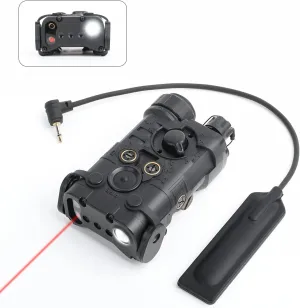 Airsoft Aiming Laser,Upgrade PEQ Box with IR Laser   Red/Green Laser Sight   Strobe/Steady White LED Flashlight, Suitable for 20mm Picatinny Rail AEG GBB CQB