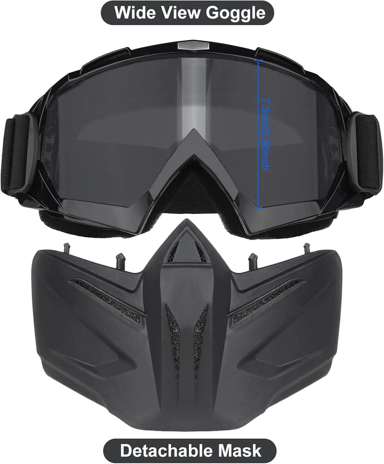 Airsoft Helmet and Mask, Full Face Mask with Detachable Goggles, Paintball Black Helmet with NVG Mount and Side Rail, Military Tactical Gear
