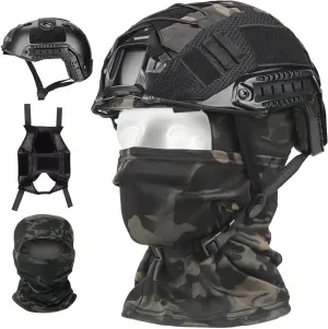 Airsoft Helmet,Black Tactical Helmet with Airsoft Accessories,Tactical Airsoft Gear
