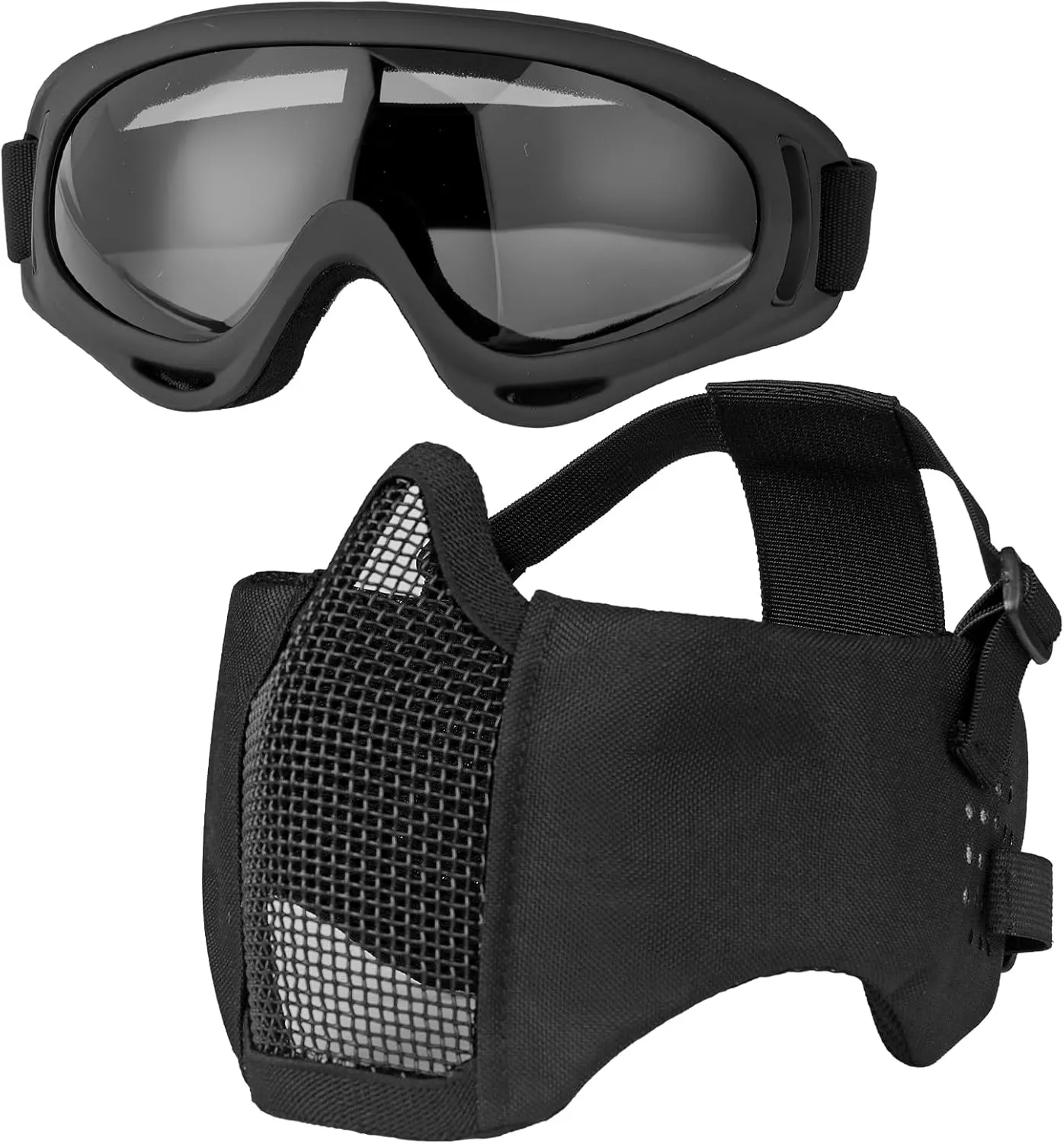 Airsoft Helmet,Black Tactical Helmet,Airsoft Mask Mesh,Elastic Balaclava Mask, Anti Fog Airsoft Goggles, Tactical Full Face Protection, Airsoft Accessories,Military Gear