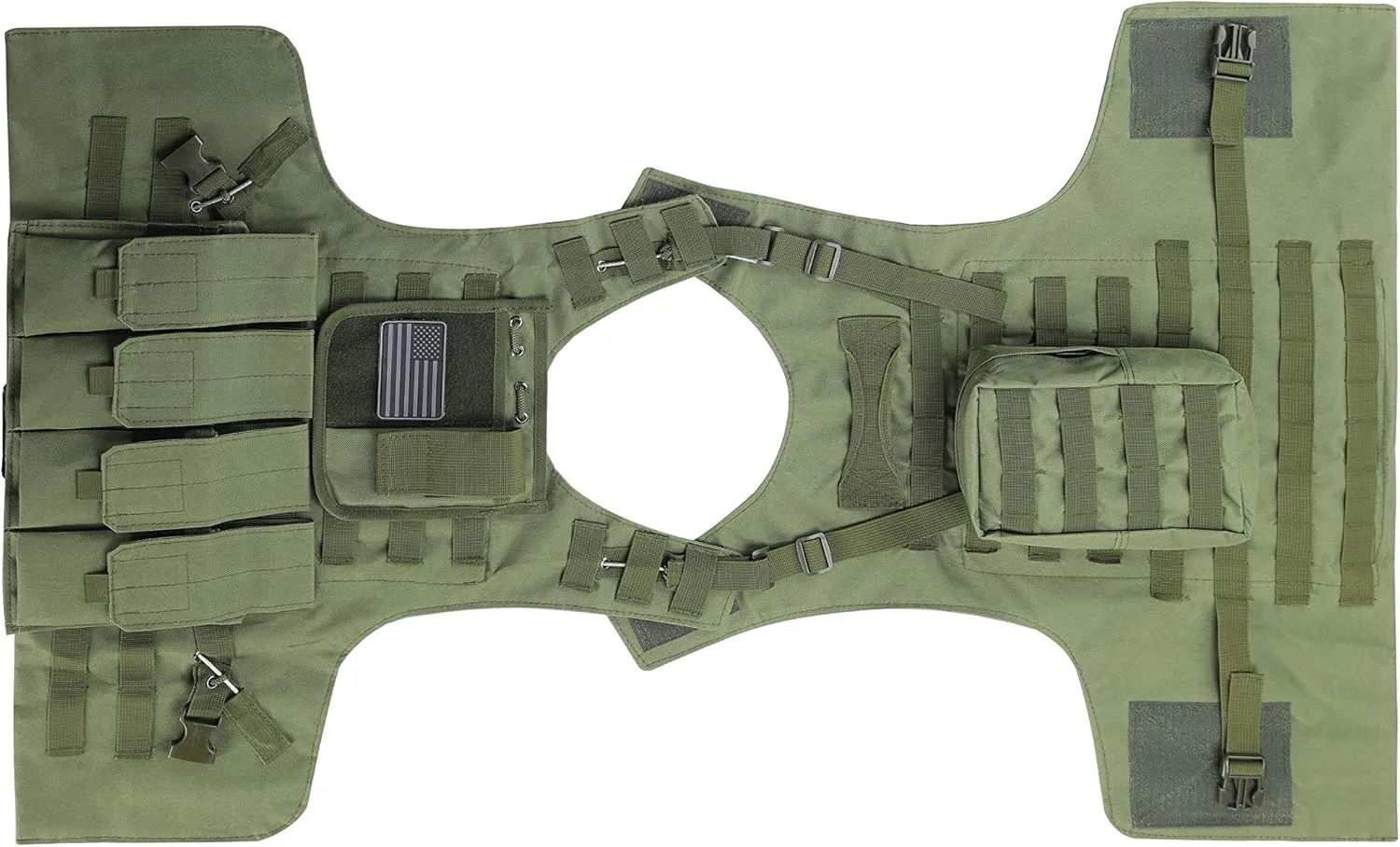 Airsoft Tactical Vest w/US Flag Patch Molle PALS and 4 Mag Pouches