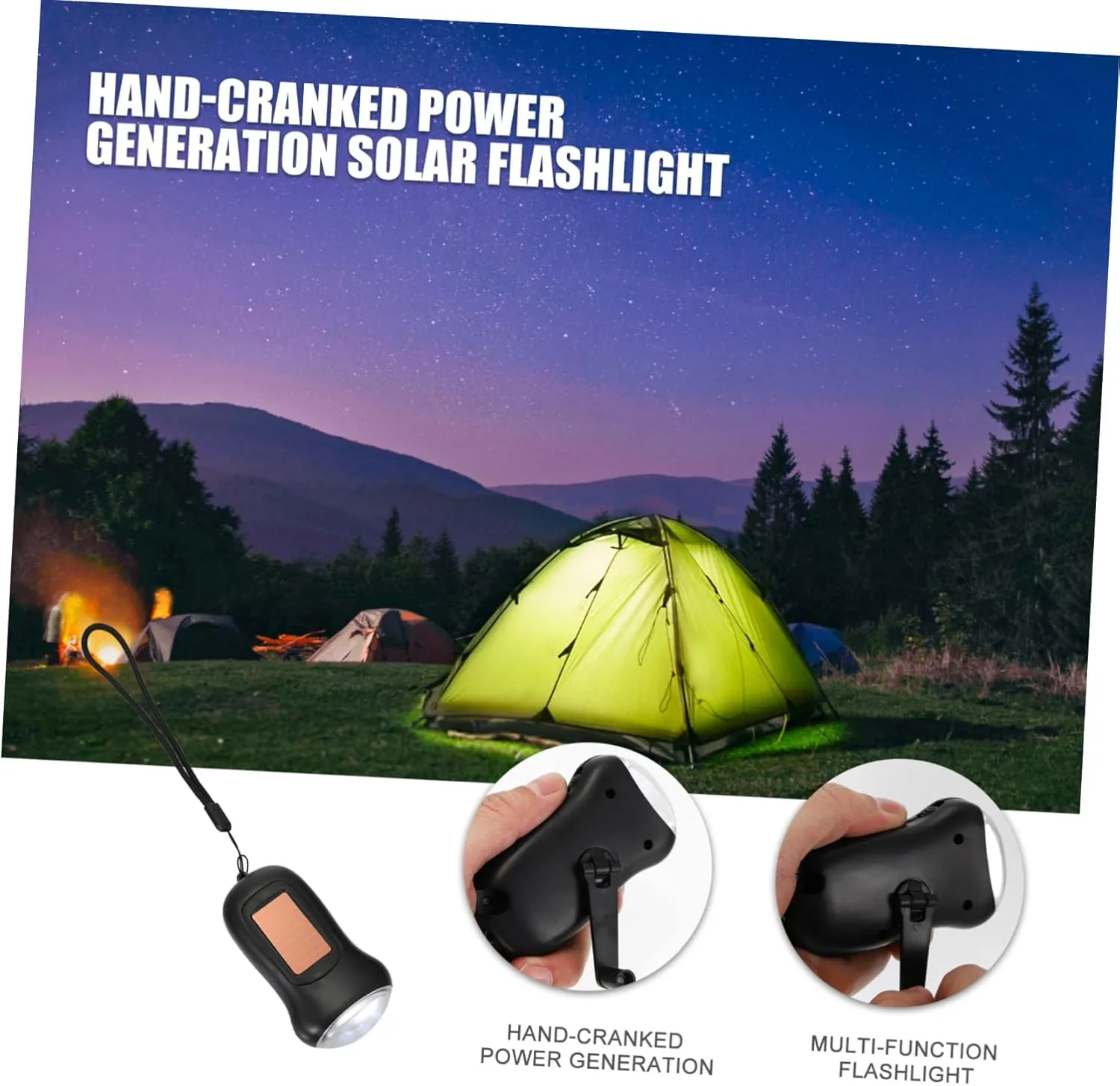 Angoily and Camping Emergency Led Portable for Powered Solar Power Rechargeable Outdoor Hand Torch New