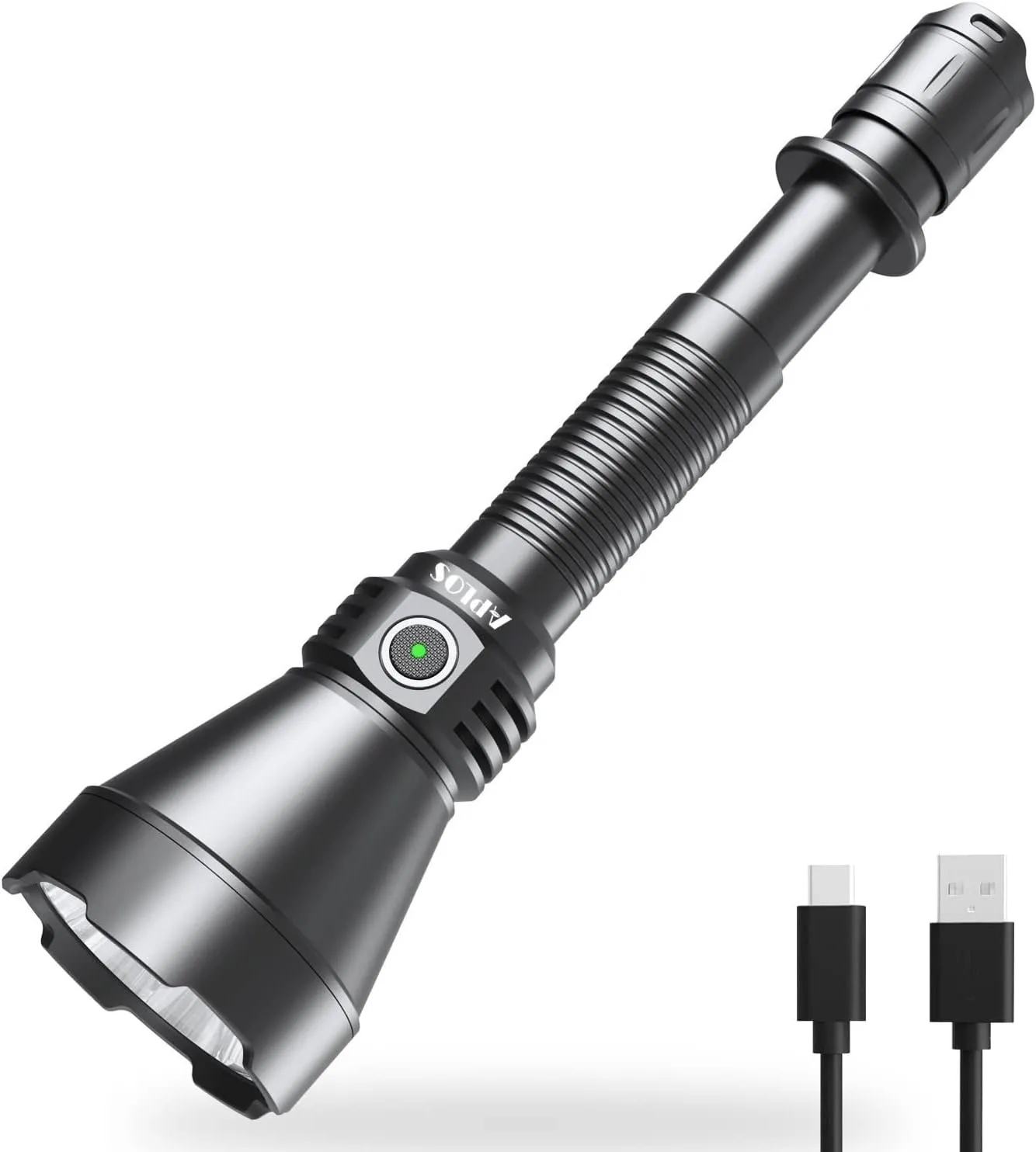 APLOS T05 Tactical LED Flashlight - Long Throw 1022 m (1117 Yard) 261250 cd Intensity, Rechargeable Flashlights for Hunting & Camping