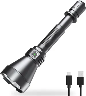 APLOS T05 Tactical LED Flashlight - Long Throw 1022 m (1117 Yard) 261250 cd Intensity, Rechargeable Flashlights for Hunting & Camping