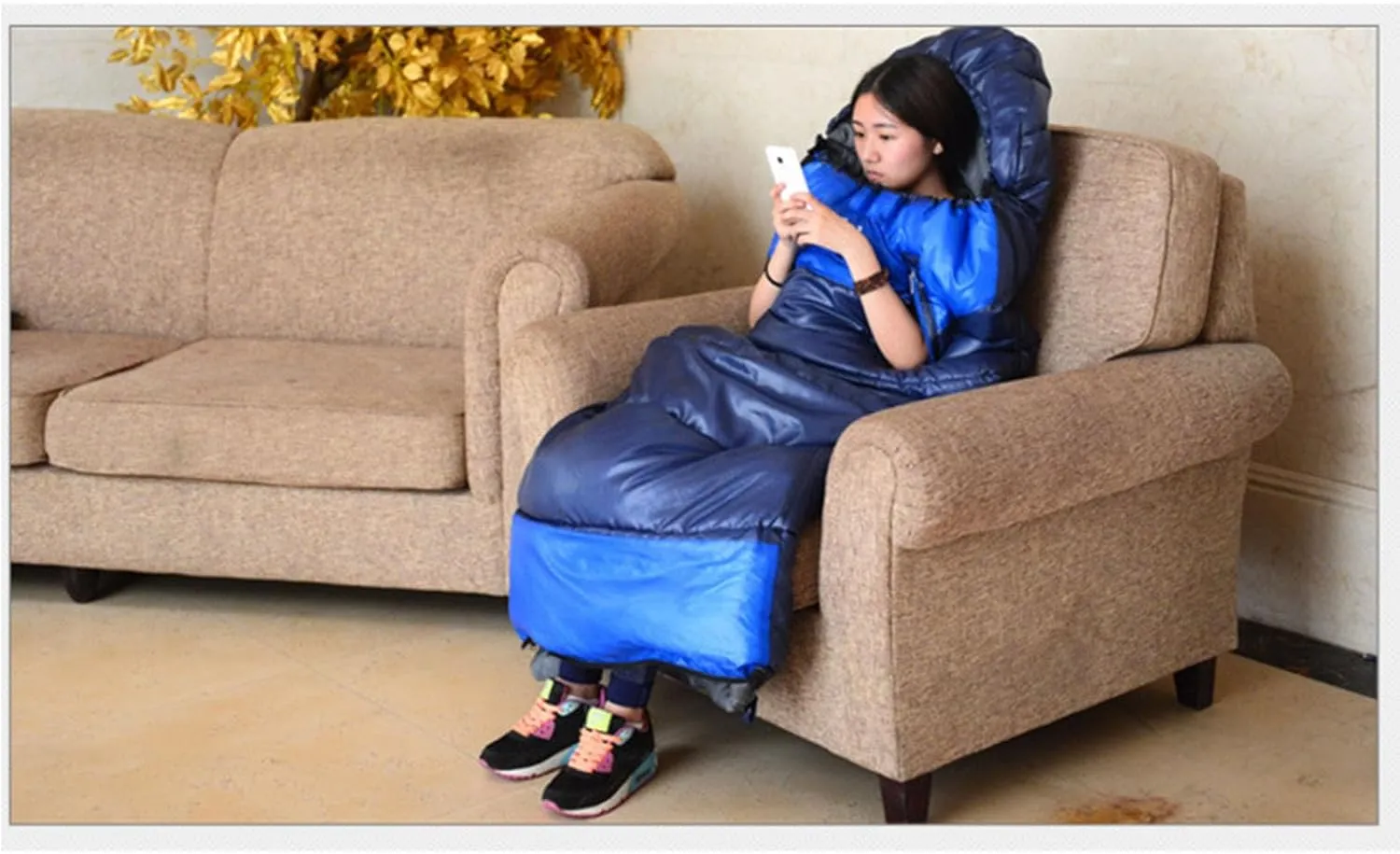 aqxreight Sleeping Bag Arm Zipper Holes Warm Portable Travel Sleeping Bag for Camping Outdoor Blue L Comfortable Sleep B Sleeping BagOutdoor Sleeping BagCamping Sleeping BagAdult Sleeping