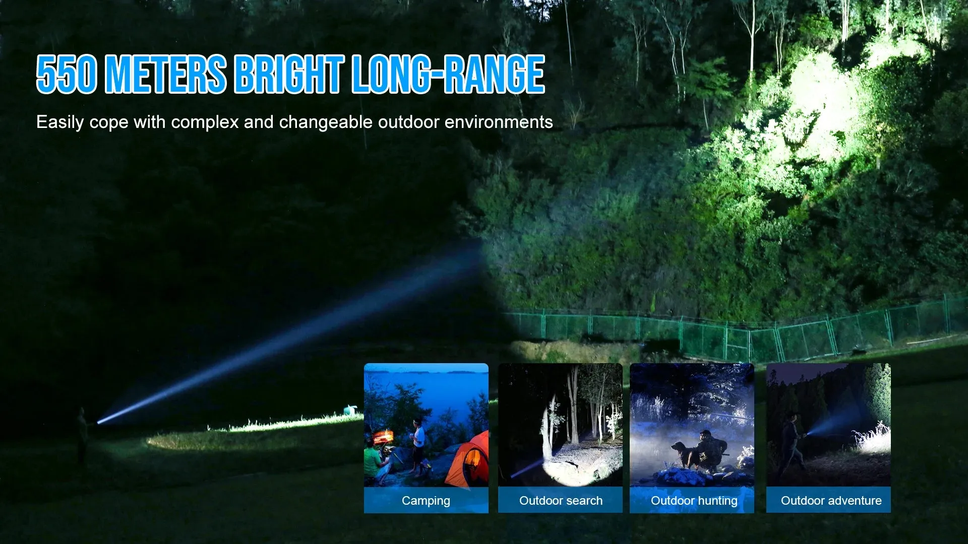 Army Tactical LED Flashlight 1800 Lumens 550m Beam Rechargeable USB Torch IP68