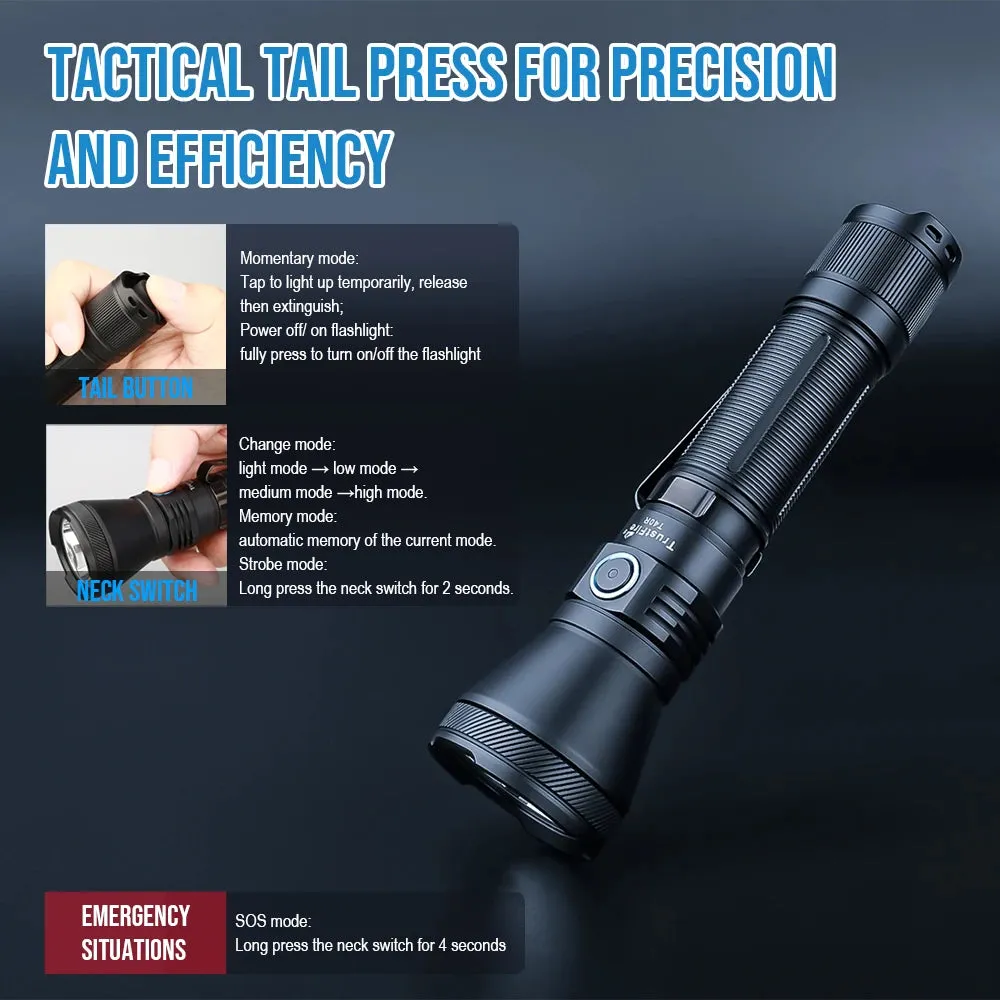 Army Tactical LED Flashlight 1800 Lumens 550m Beam Rechargeable USB Torch IP68