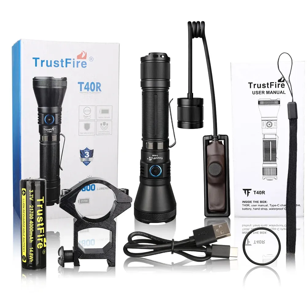 Army Tactical LED Flashlight 1800 Lumens 550m Beam Rechargeable USB Torch IP68