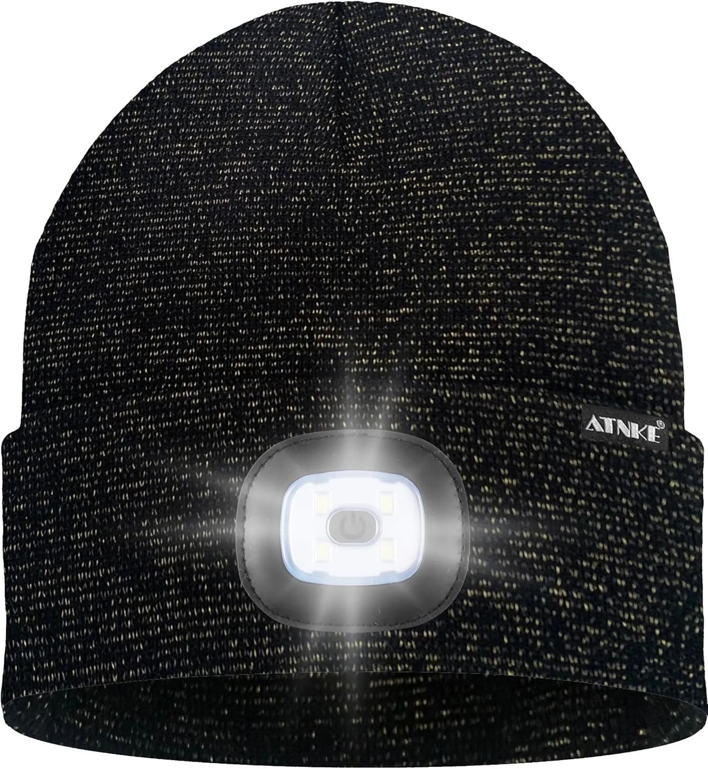 ATNKE 2Pcs LED Lighted Beanie Hat,USB Rechargeable 4 LED Running Headlamp Bright Cap with Light Gifts for Men and Women