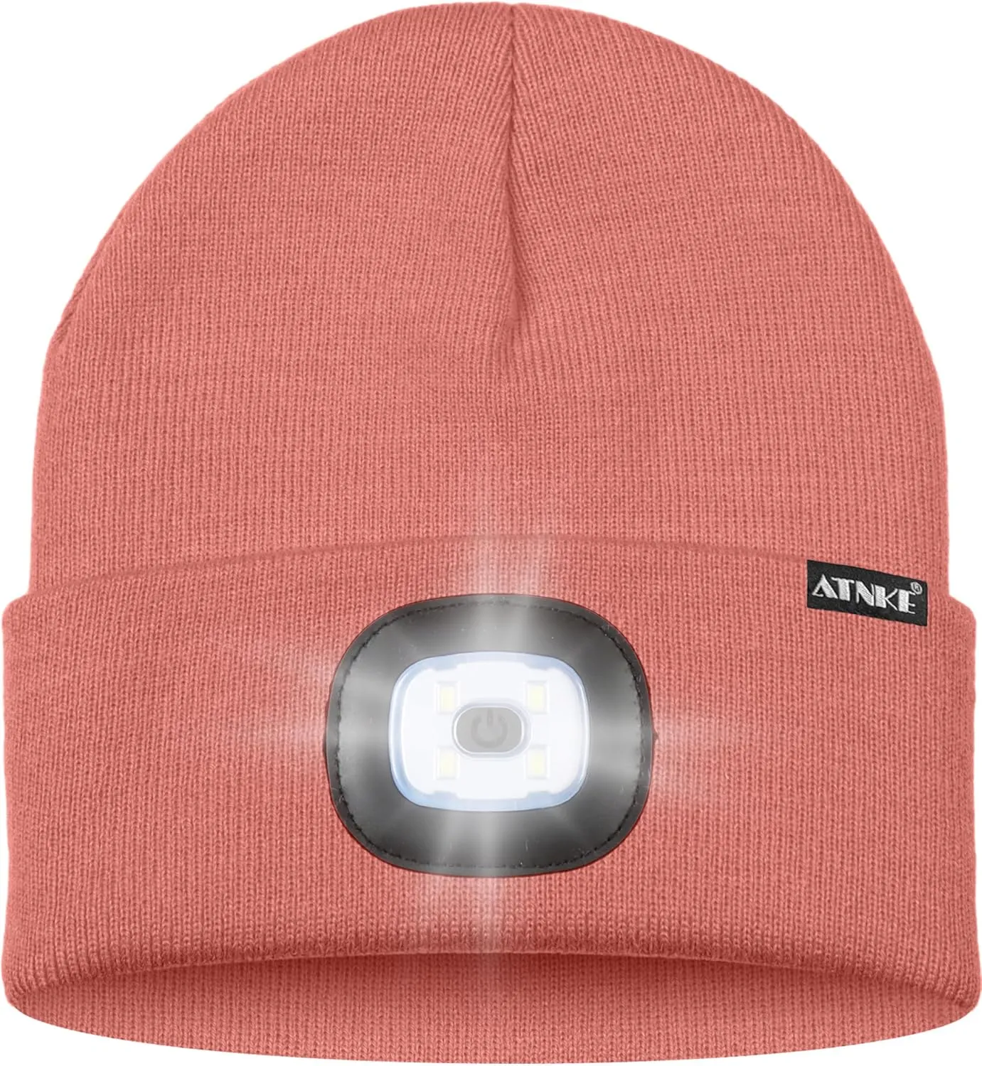 ATNKE 2Pcs LED Lighted Beanie Hat,USB Rechargeable 4 LED Running Headlamp Bright Cap with Light Gifts for Men and Women