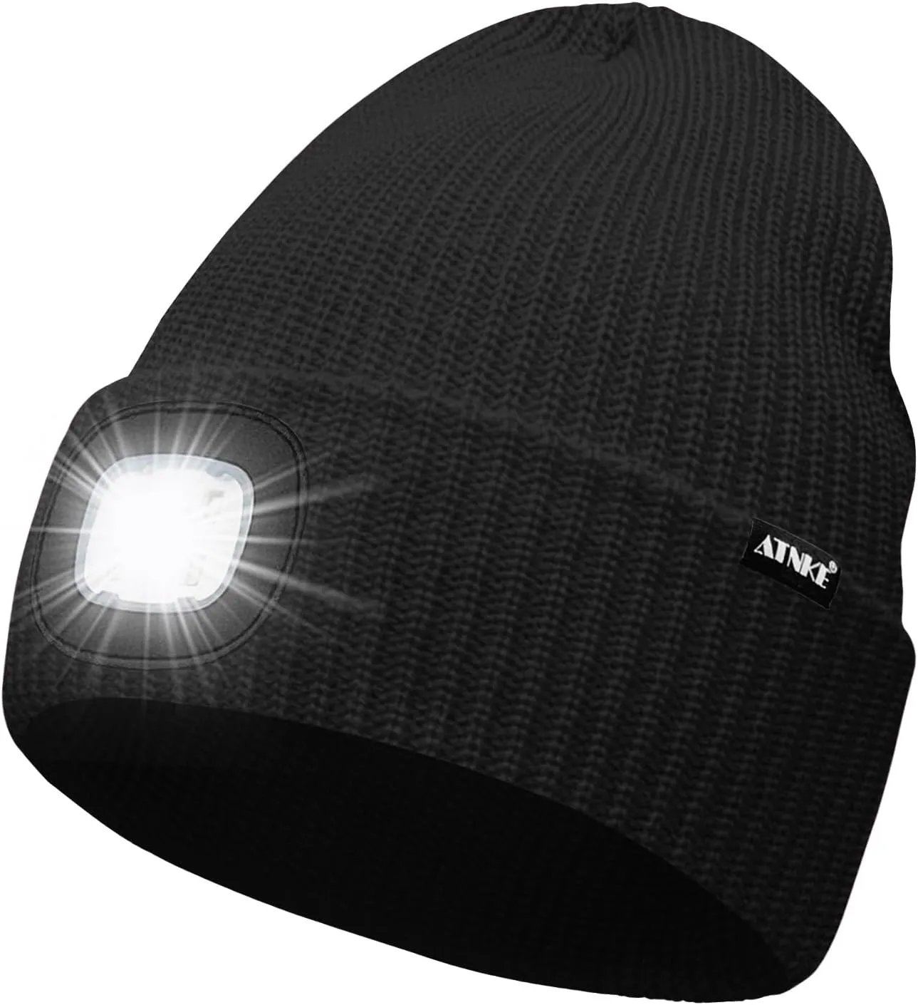 ATNKE LED Beanie with The Light, Unisex USB Rechargeable 4 LED Running Headlamp Bright Caps Gifts for Men Dad and Women