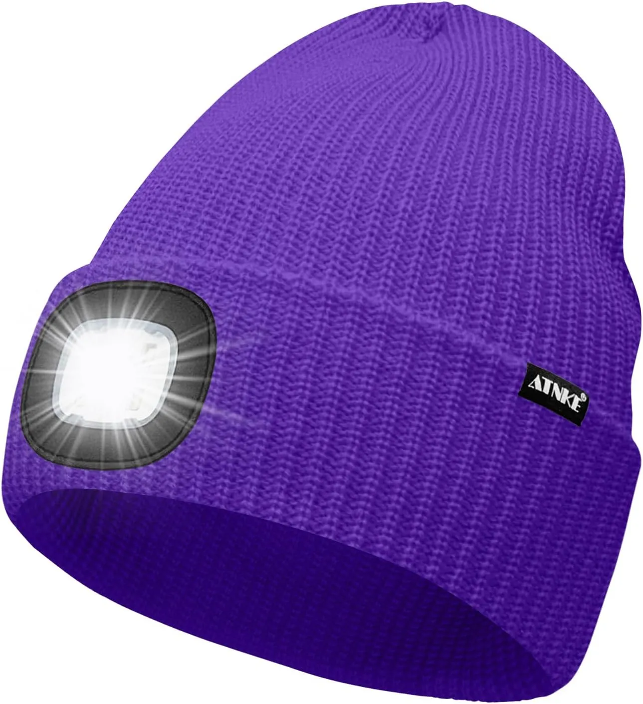 ATNKE LED Beanie with The Light, Unisex USB Rechargeable 4 LED Running Headlamp Bright Caps Gifts for Men Dad and Women