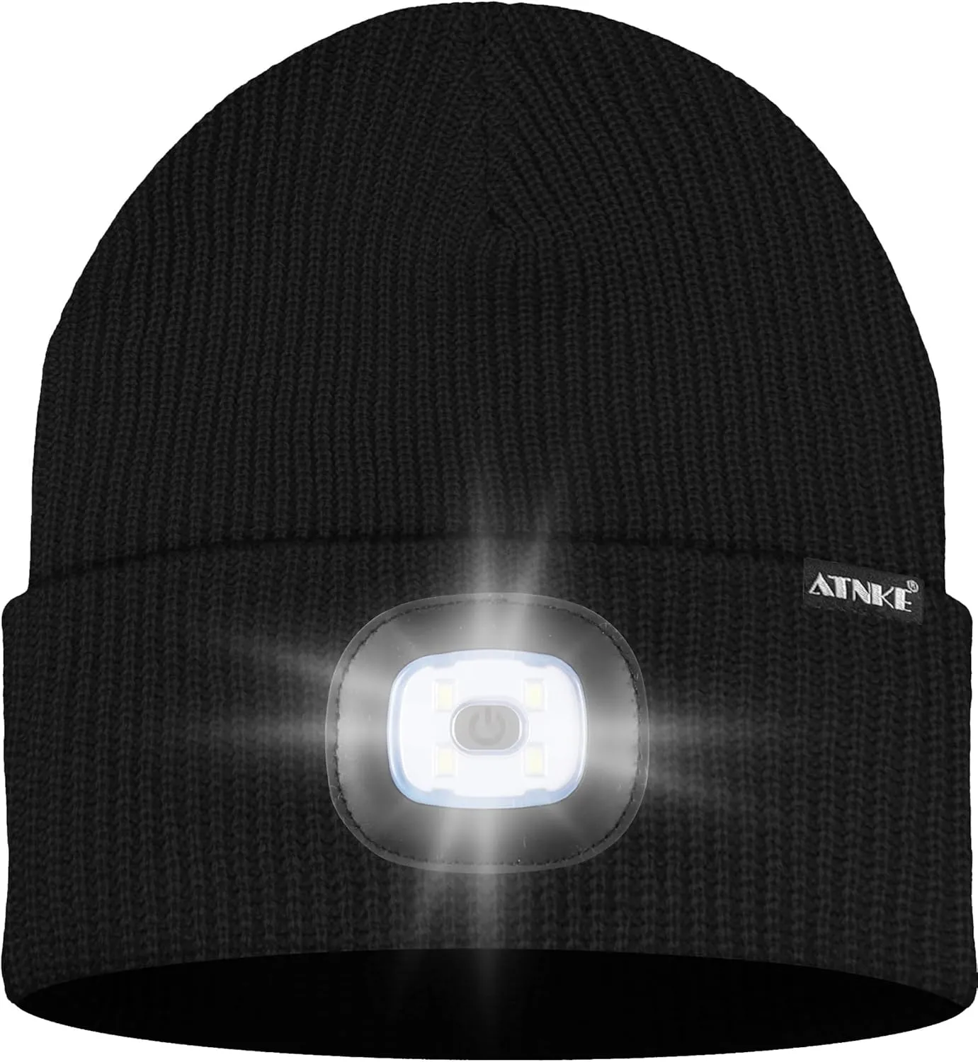 ATNKE LED Beanie with The Light, Unisex USB Rechargeable 4 LED Running Headlamp Bright Caps Gifts for Men Dad and Women