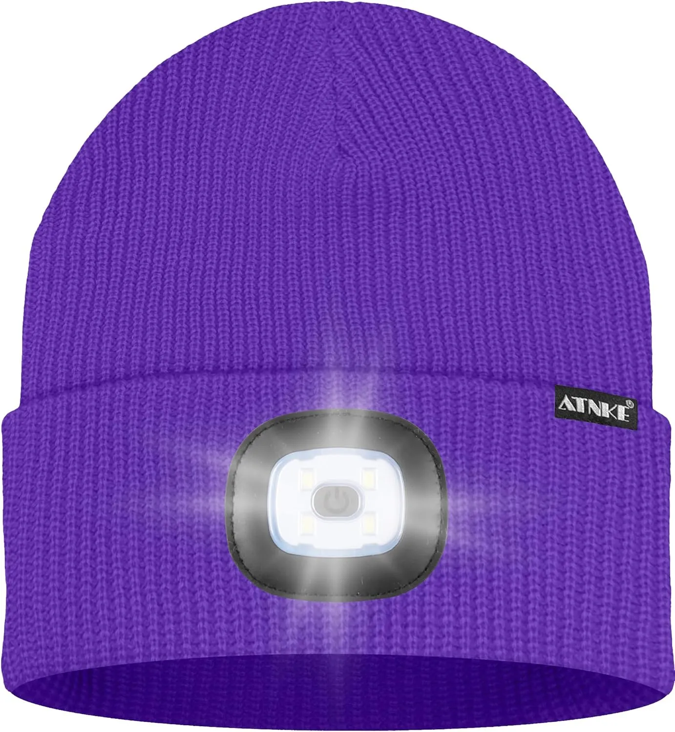 ATNKE LED Beanie with The Light, Unisex USB Rechargeable 4 LED Running Headlamp Bright Caps Gifts for Men Dad and Women