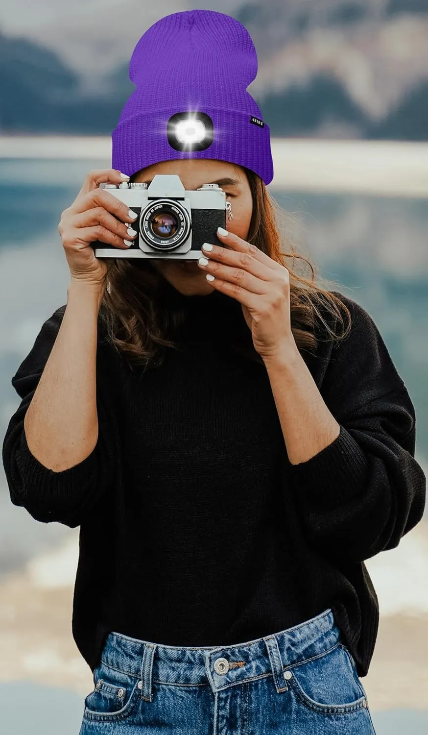 ATNKE LED Beanie with The Light, Unisex USB Rechargeable 4 LED Running Headlamp Bright Caps Gifts for Men Dad and Women