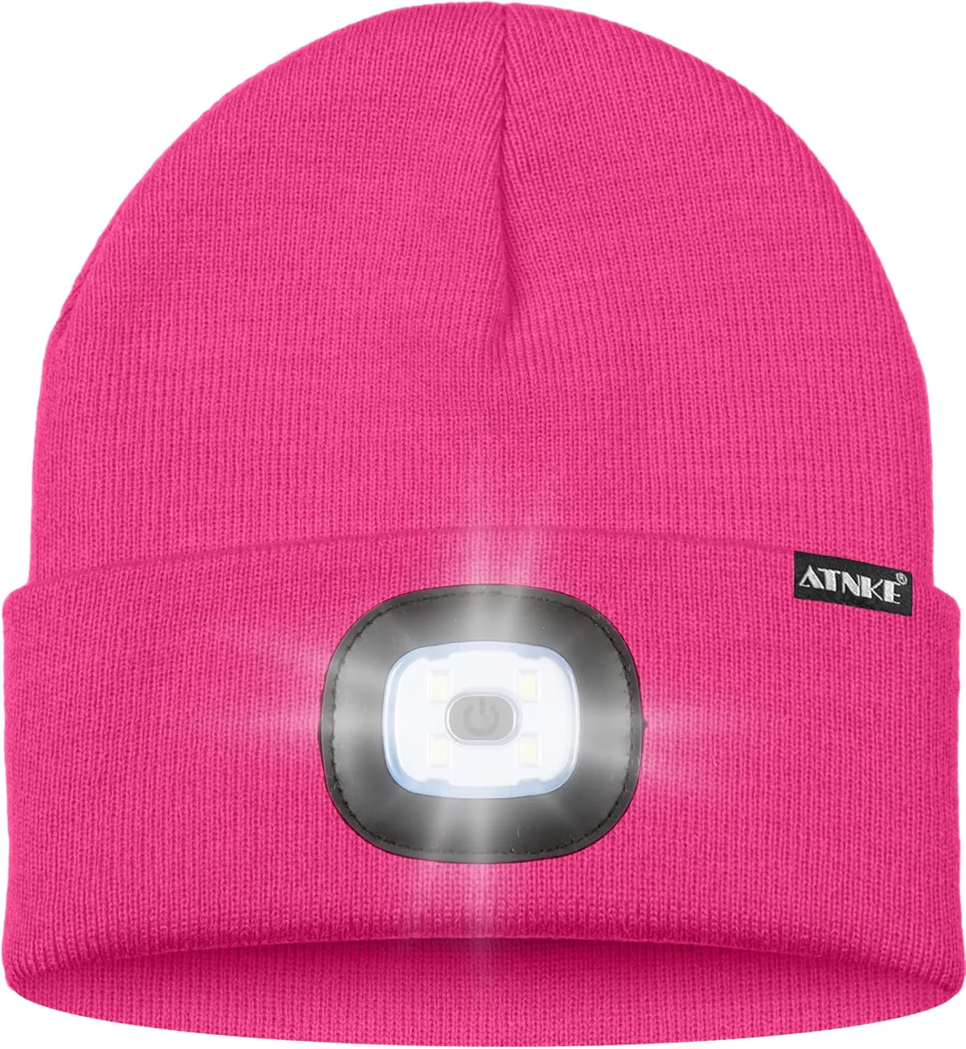 ATNKE LED Beanie with The Light, USB Type C Rechargeable 4 LED Running Headlamp Bright Caps Gifts for Men Dad and Women