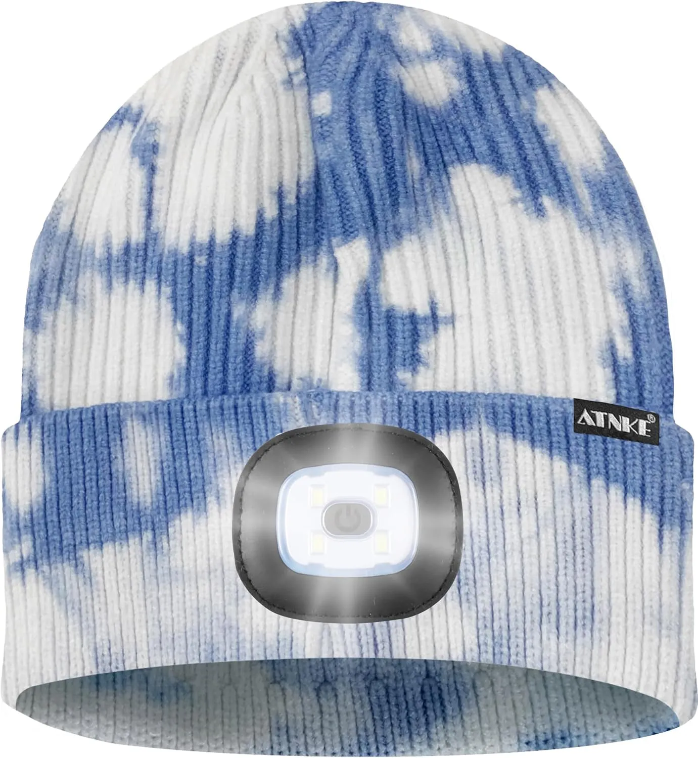 ATNKE LED Beanie with The Light, USB Type C Rechargeable 4 LED Running Headlamp Bright Caps Gifts for Men Dad and Women