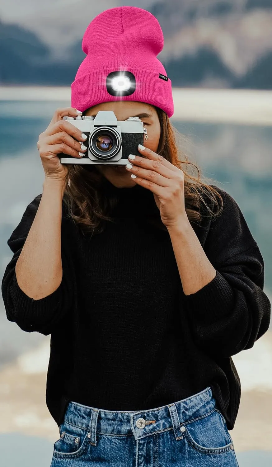 ATNKE LED Beanie with The Light, USB Type C Rechargeable 4 LED Running Headlamp Bright Caps Gifts for Men Dad and Women
