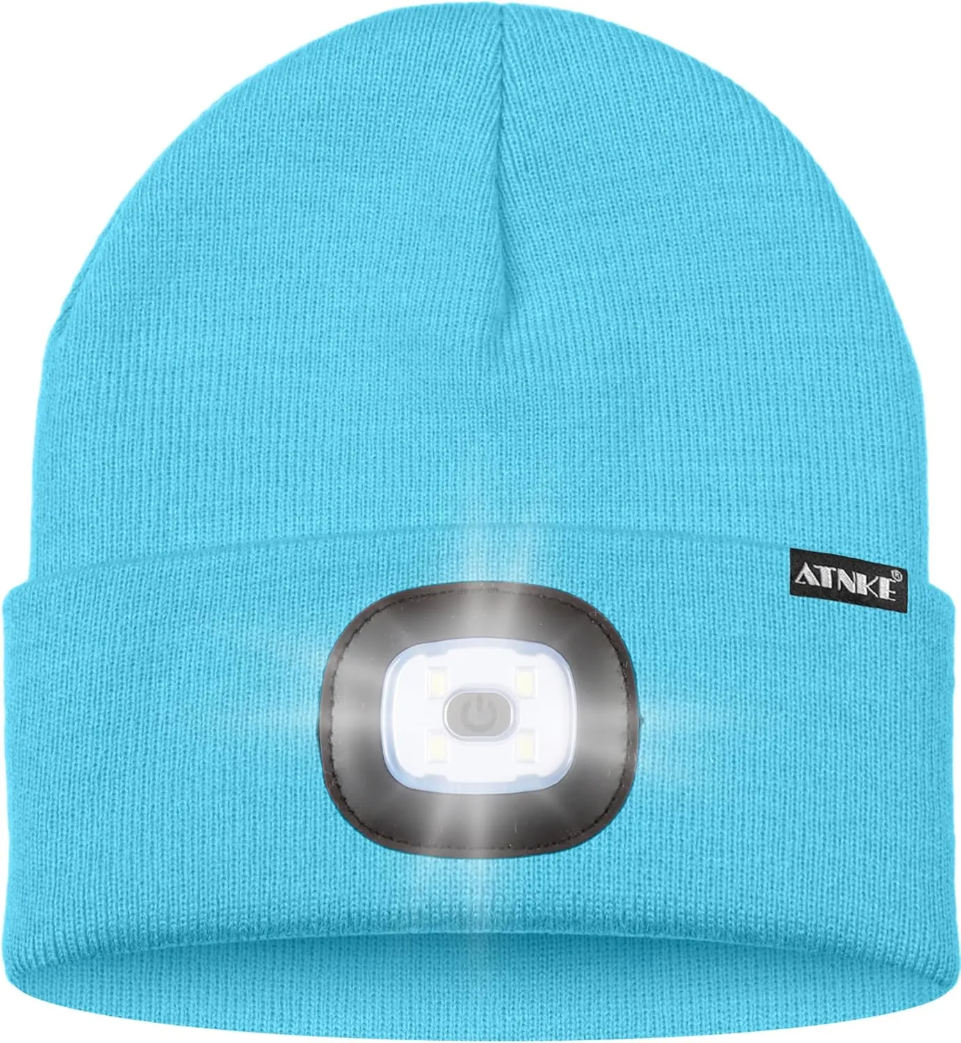 ATNKE LED Beanie with The Light, USB Type C Rechargeable 4 LED Running Headlamp Bright Caps Gifts for Men Dad and Women