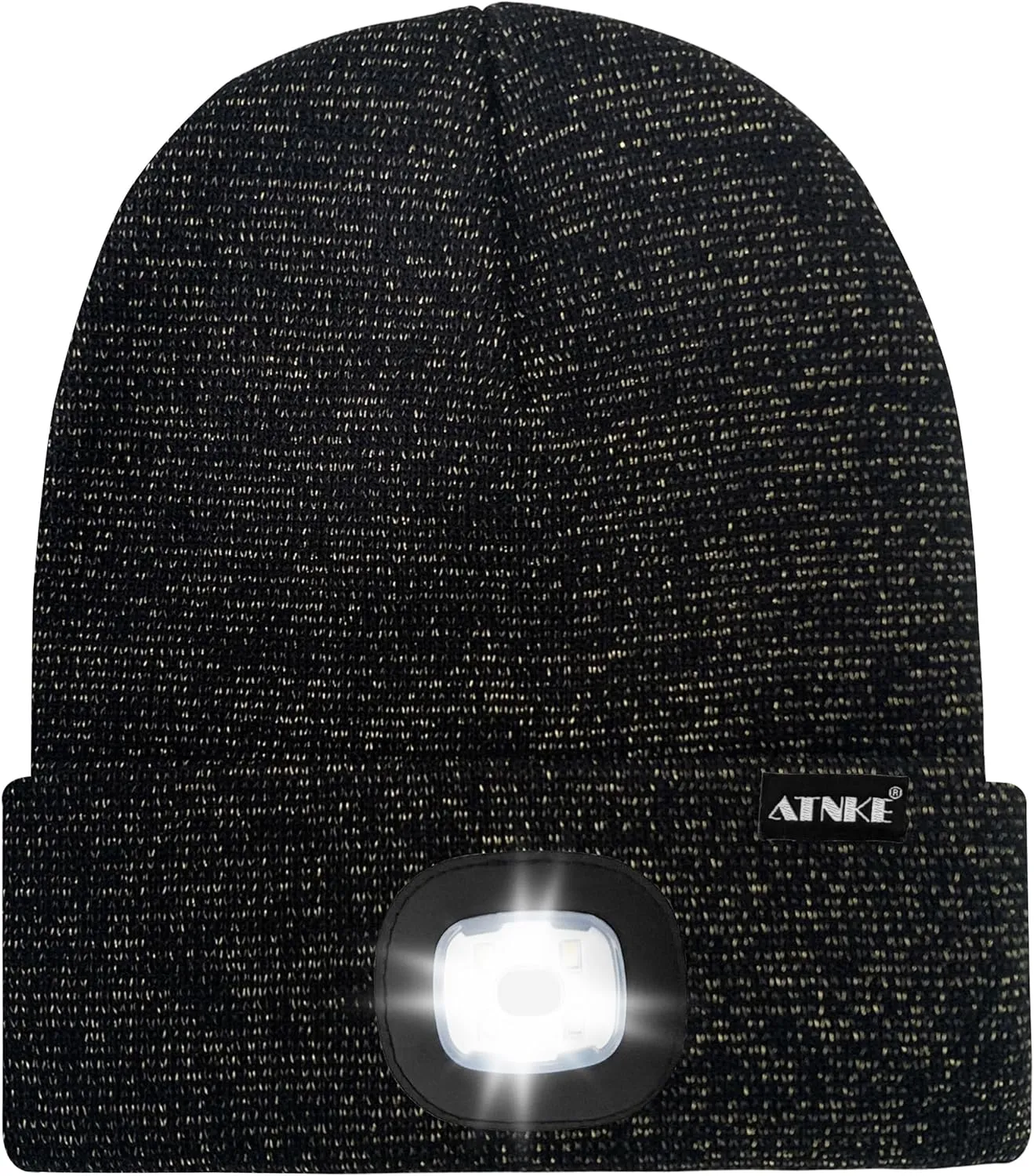 ATNKE LED Lighted Beanie Hat,USB Rechargeable 4 LED Running Headlamp Lined Fleece Cap with Light Gift for Men and Women