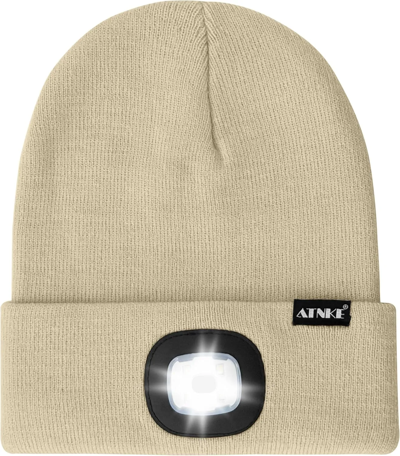 ATNKE LED Lighted Bluetooth Beanie Hat,USB Rechargeable 4 LED Wireless Run Headlamp Lined Fleece Cap for Men and Women