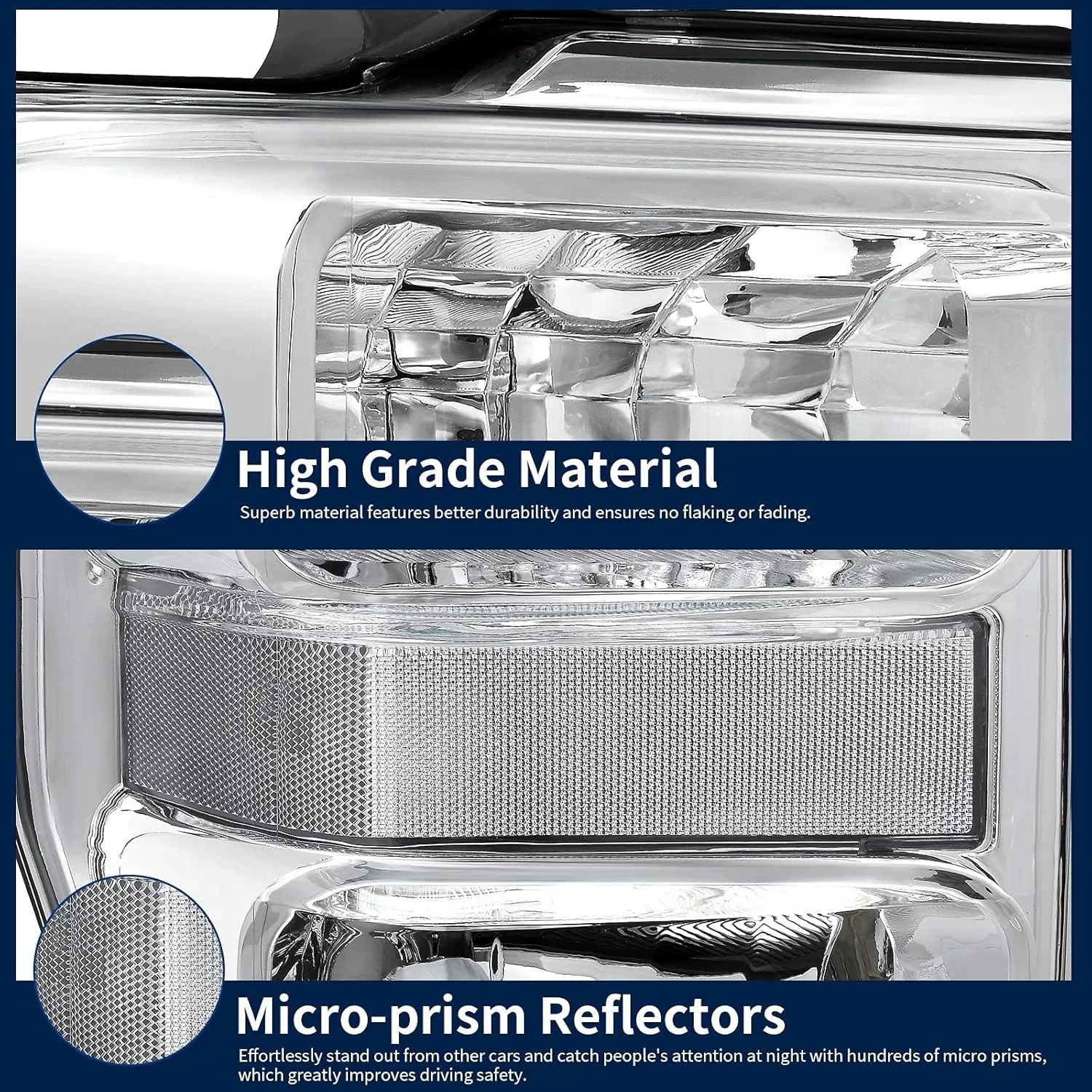 AUTOSAVER88 Headlight Assembly Compatible with 2008-2010 Ford F250 F350 F450 Super Duty Headlamp Chrome Housing Clear Len