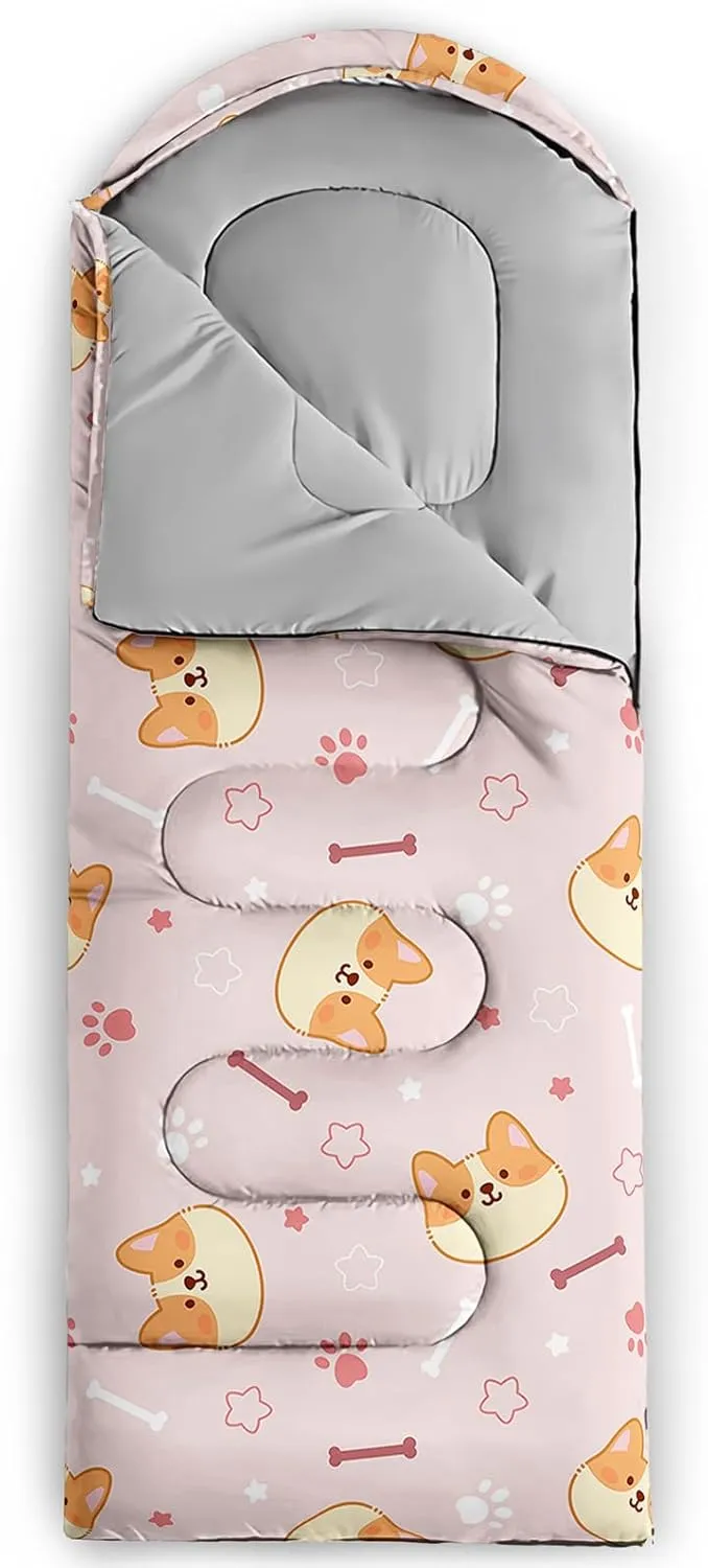 Axolotl Flower Sleeping Bag for Adults,Navy Blue Camping Bag for Girls with Compression Sack,3 Season Waterproof Portable and Lightweight Pink Floral Sleeping Bag for Travelling Outdoor Hiking