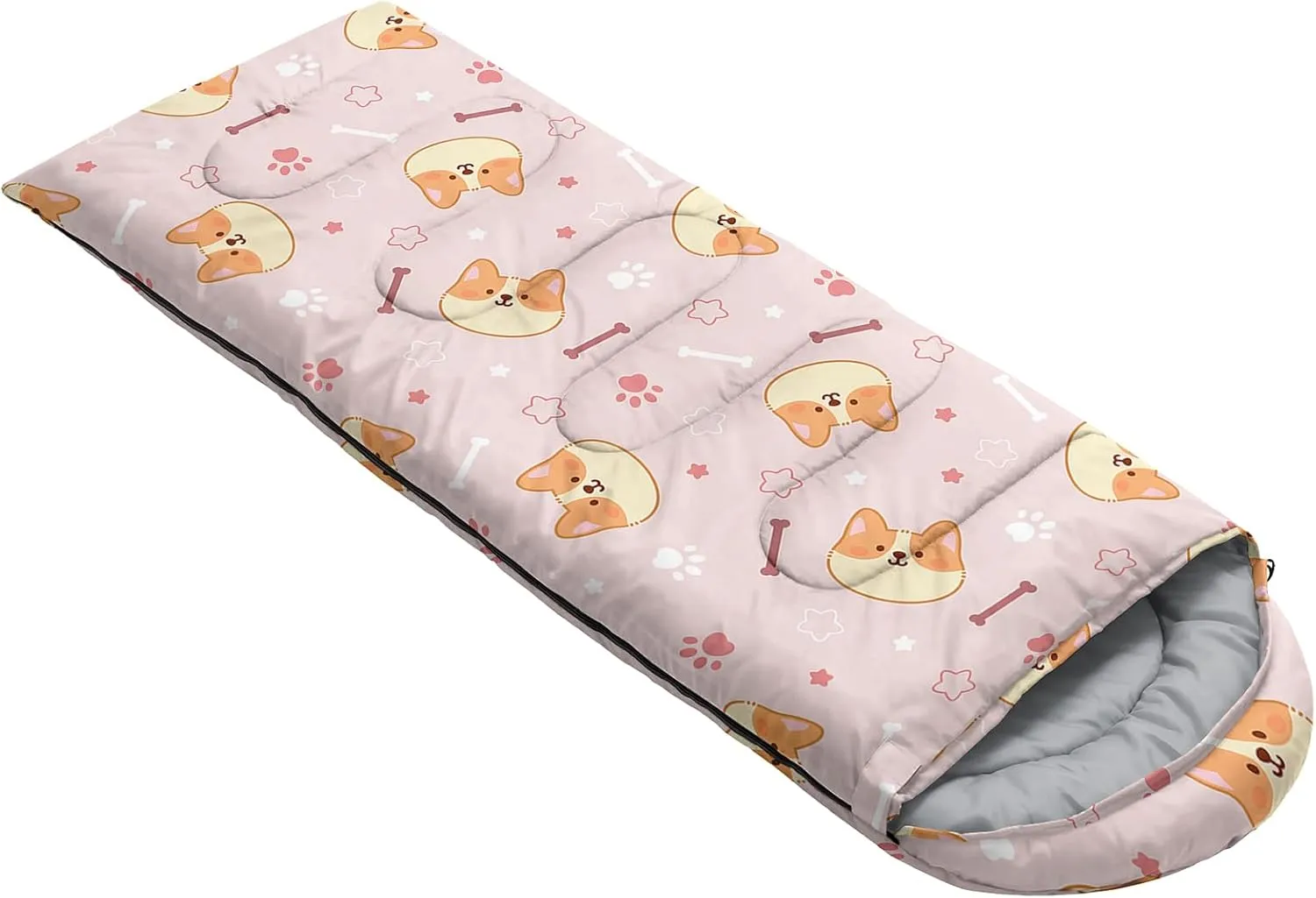 Axolotl Flower Sleeping Bag for Adults,Navy Blue Camping Bag for Girls with Compression Sack,3 Season Waterproof Portable and Lightweight Pink Floral Sleeping Bag for Travelling Outdoor Hiking