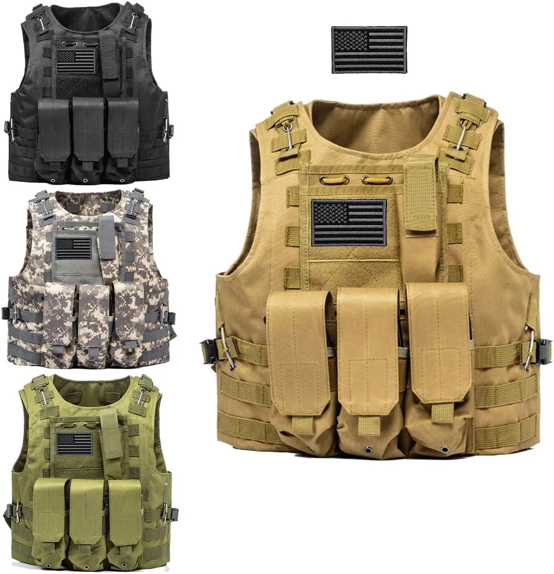 AZB Tactical Vest Adjustable Airsoft Paintball Vest with Removable Pouch