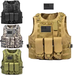AZB Tactical Vest Adjustable Airsoft Paintball Vest with Removable Pouch