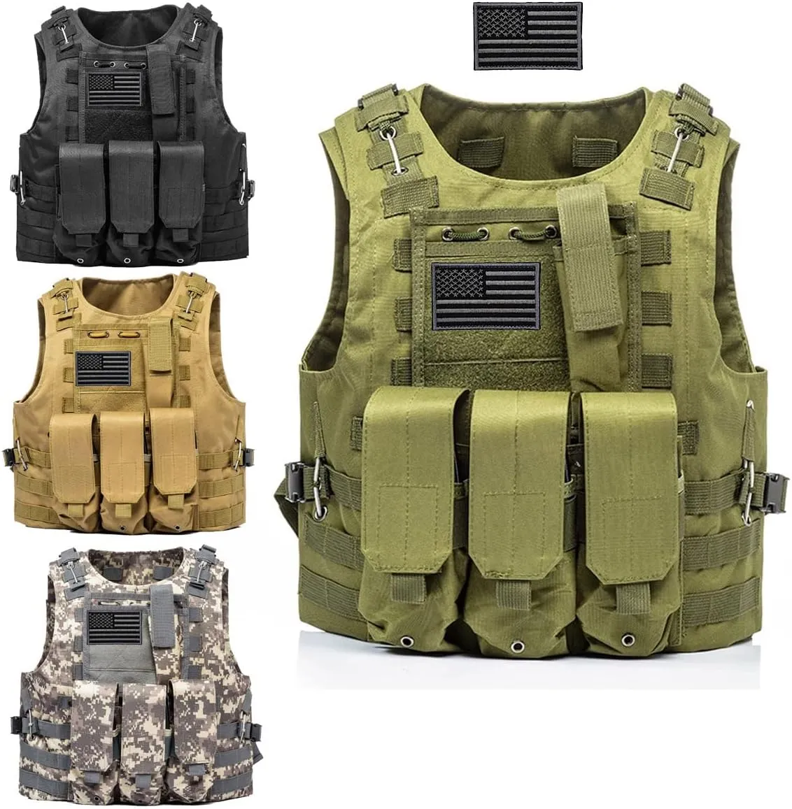 AZB Tactical Vest Adjustable Airsoft Paintball Vest with Removable Pouch