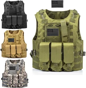 AZB Tactical Vest Adjustable Airsoft Paintball Vest with Removable Pouch