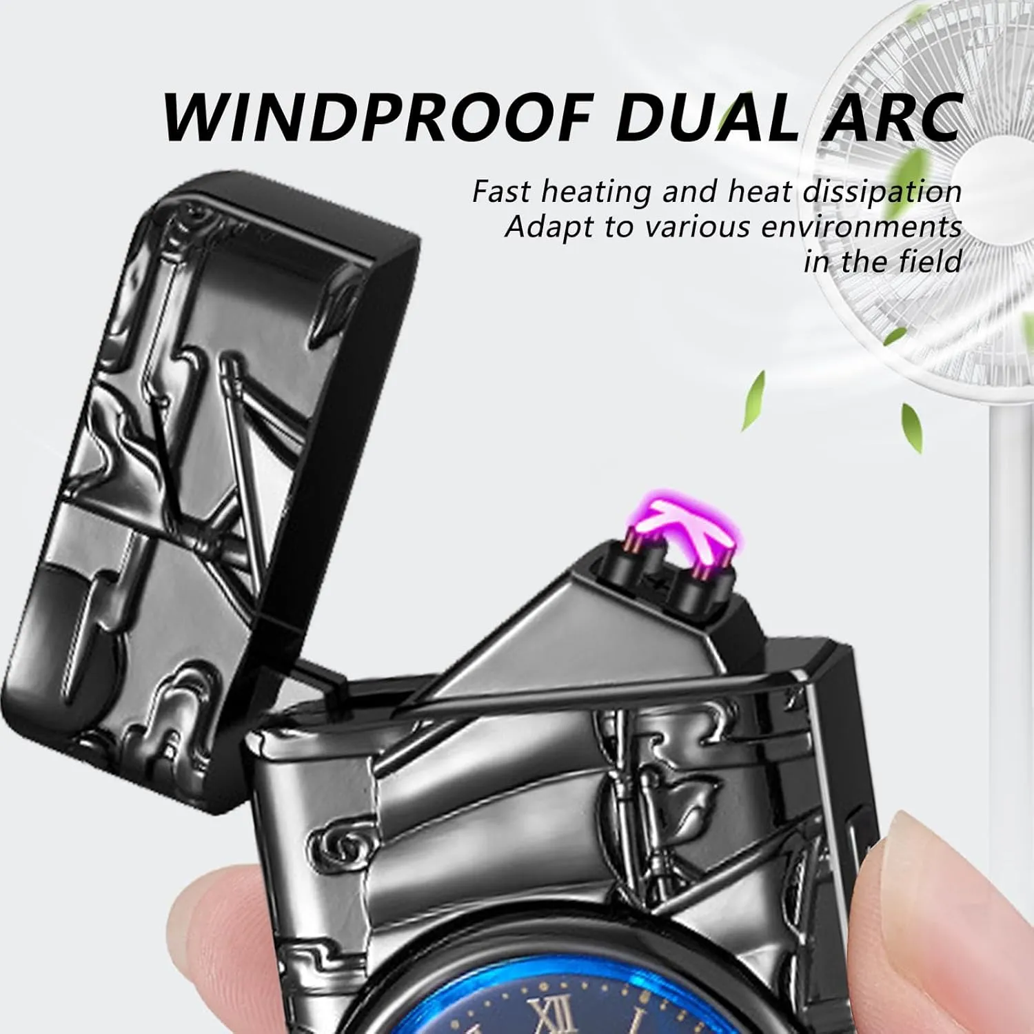BABOBIU Electric Lighter Plasma Lighter Rechargeable Windproof Flameless Arc Lighters with USB Fast Charging Cool Sailboat Lighters Gift for Father's Day, Christmas, Birthday (Black)