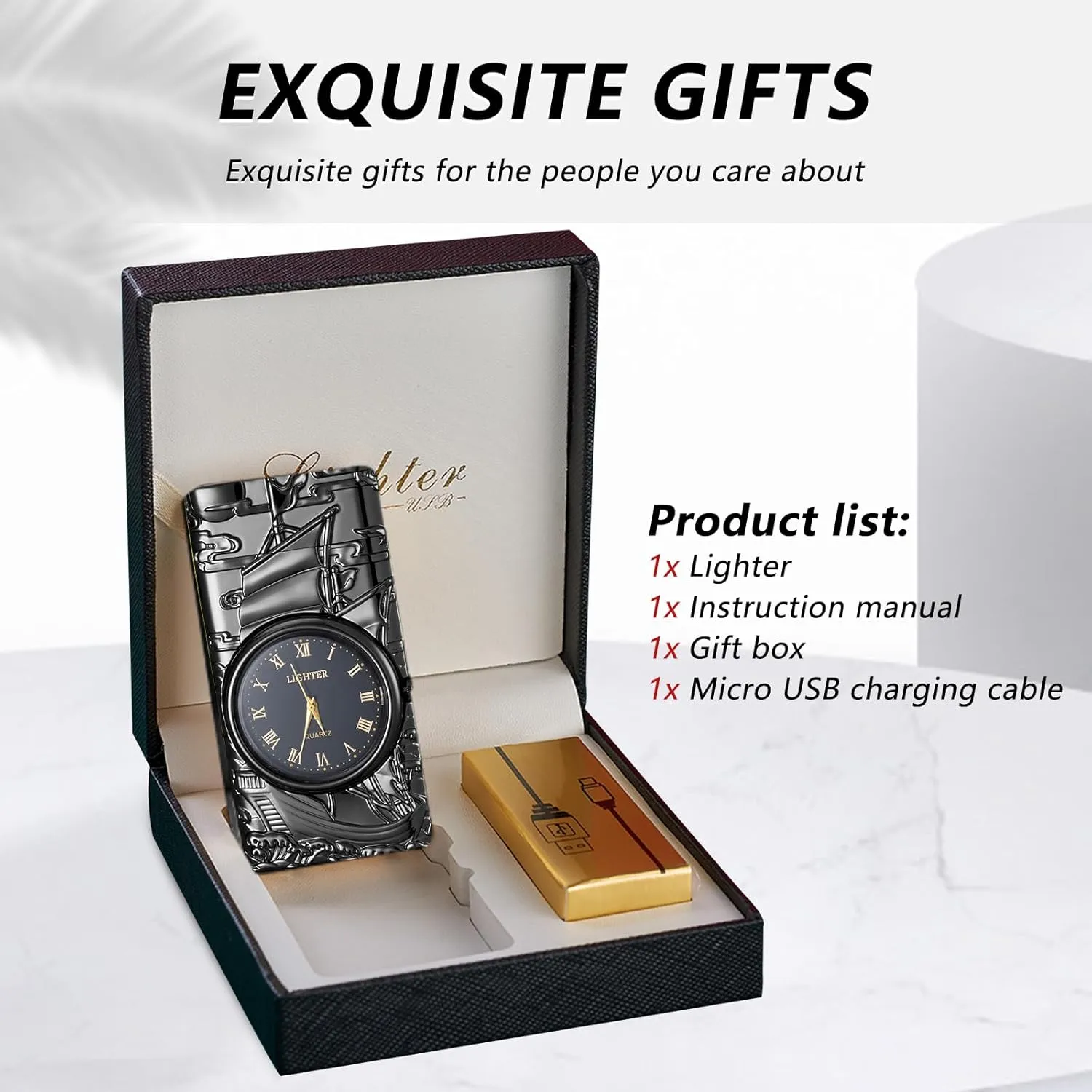 BABOBIU Electric Lighter Plasma Lighter Rechargeable Windproof Flameless Arc Lighters with USB Fast Charging Cool Sailboat Lighters Gift for Father's Day, Christmas, Birthday (Black)
