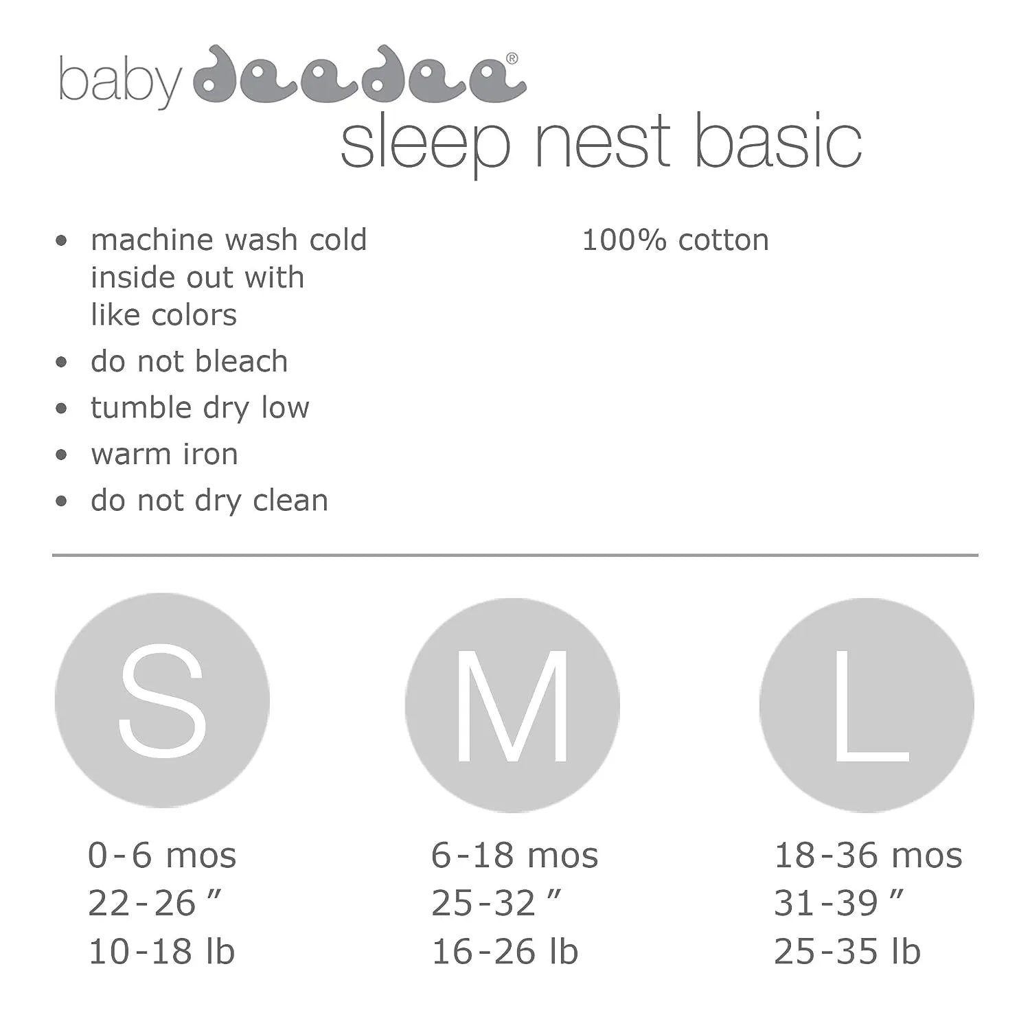 baby deedee Cotton Sleep Nest Basic Sleeping Sack, Baby Sleeping Bag Wearable Blanket, Newborn and Infants, Deep Sea Blue, Small (0-6 Months)