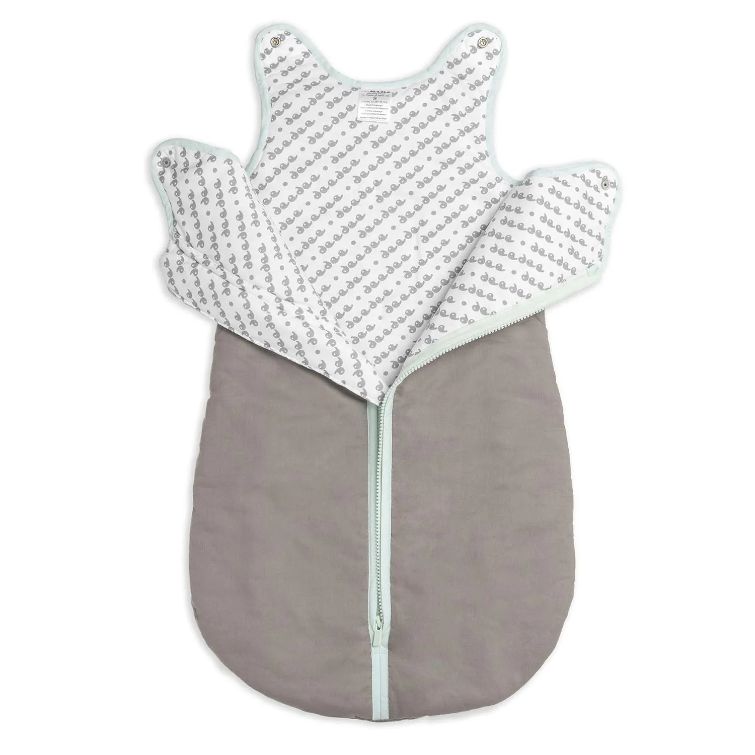 baby deedee Sleep Nest Sleeping Sack, Warm Baby Sleeping Bag fits Newborns and Infants, Gray Lagoon, Small (0-6 Month)