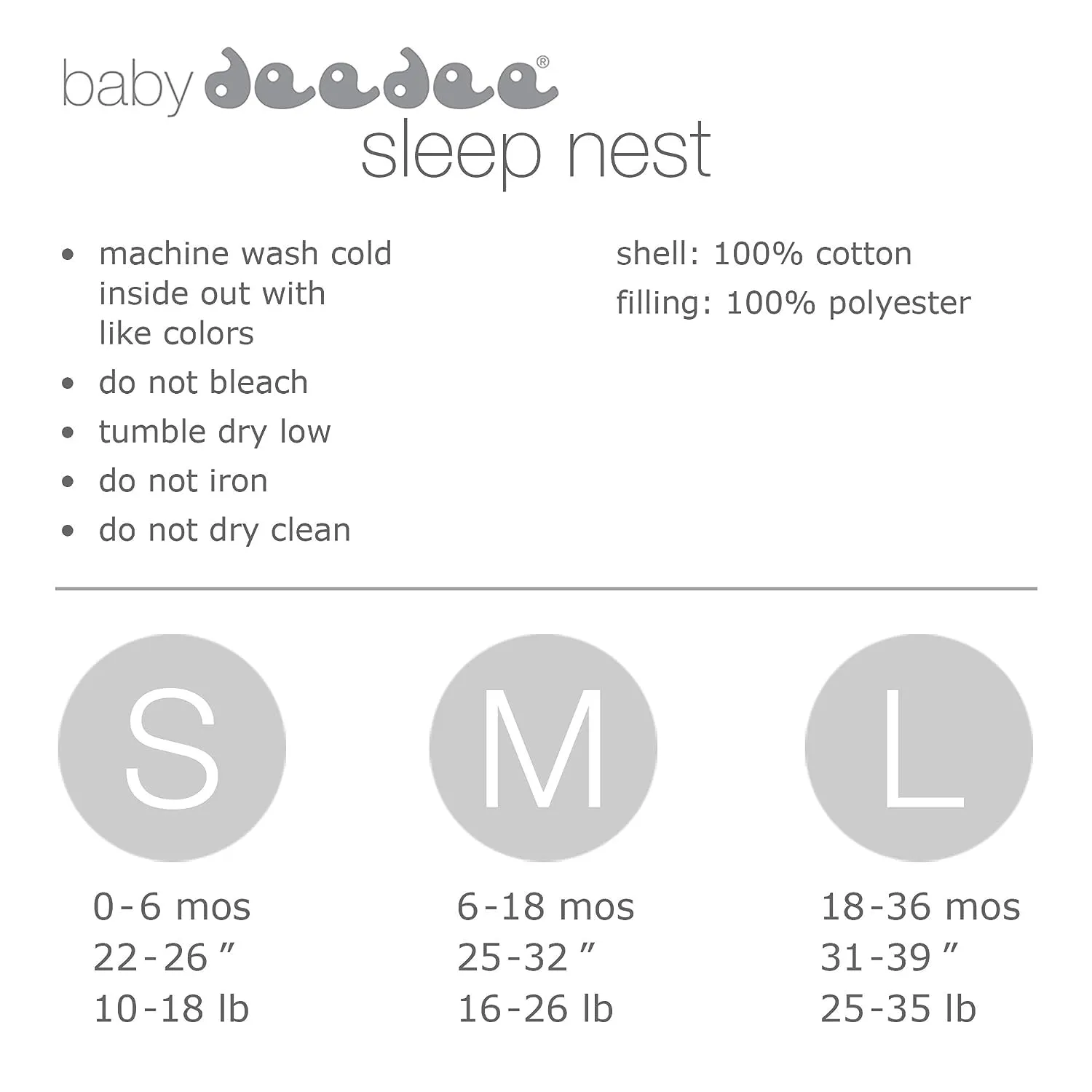 baby deedee Sleep Nest Sleeping Sack, Warm Baby Sleeping Bag fits Newborns and Infants, Gray Lagoon, Small (0-6 Month)