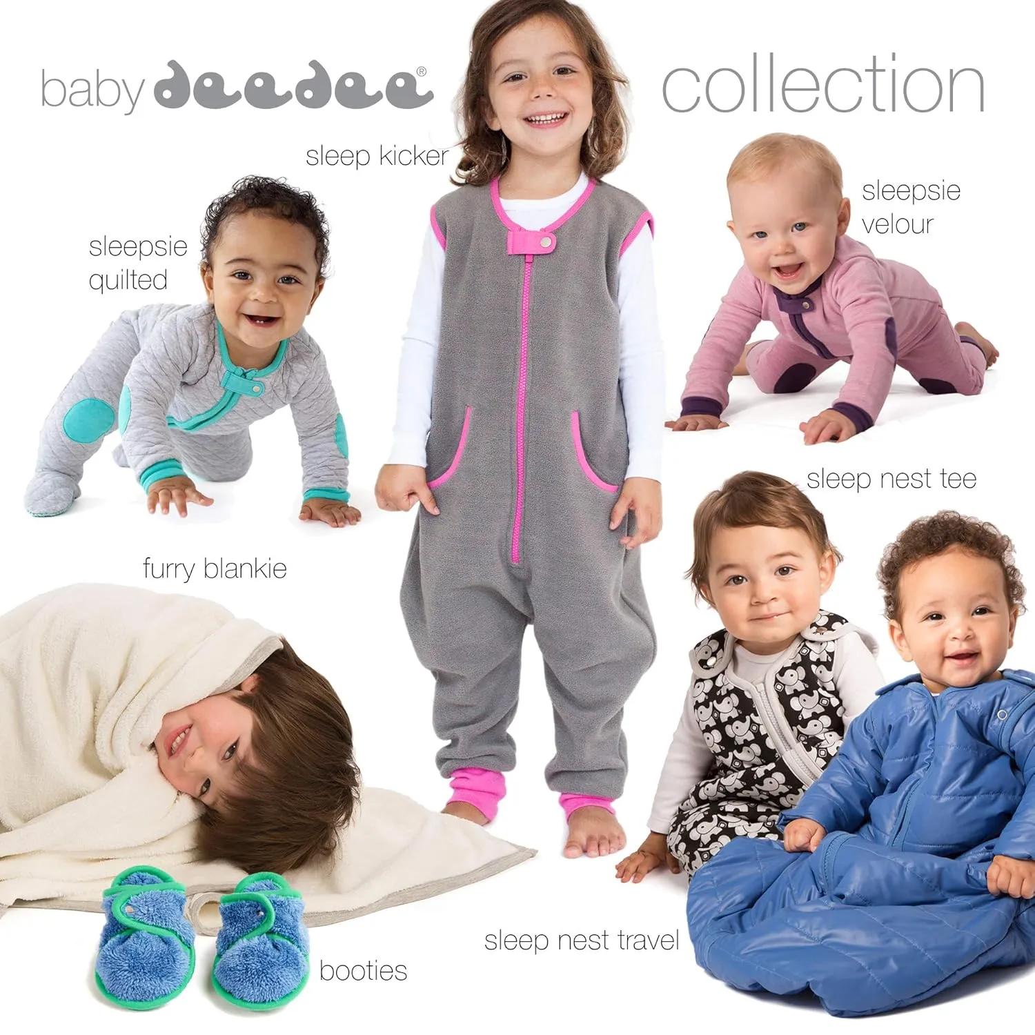 baby deedee Sleep Nest Sleeping Sack, Warm Baby Sleeping Bag fits Newborns and Infants, Gray Lagoon, Small (0-6 Month)