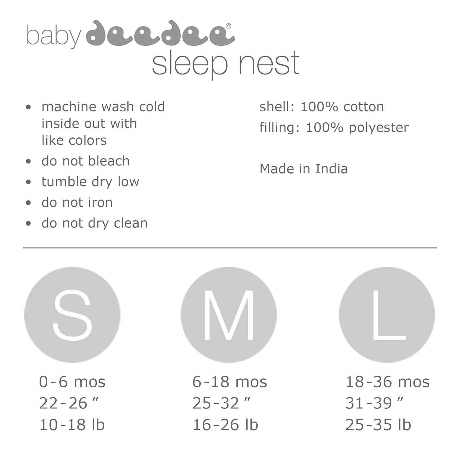 Baby Deedee Sleep Nest Sleeping Sack, Warm Baby Sleeping Bag fits Newborns and Infants,Small (0-6 Months)
