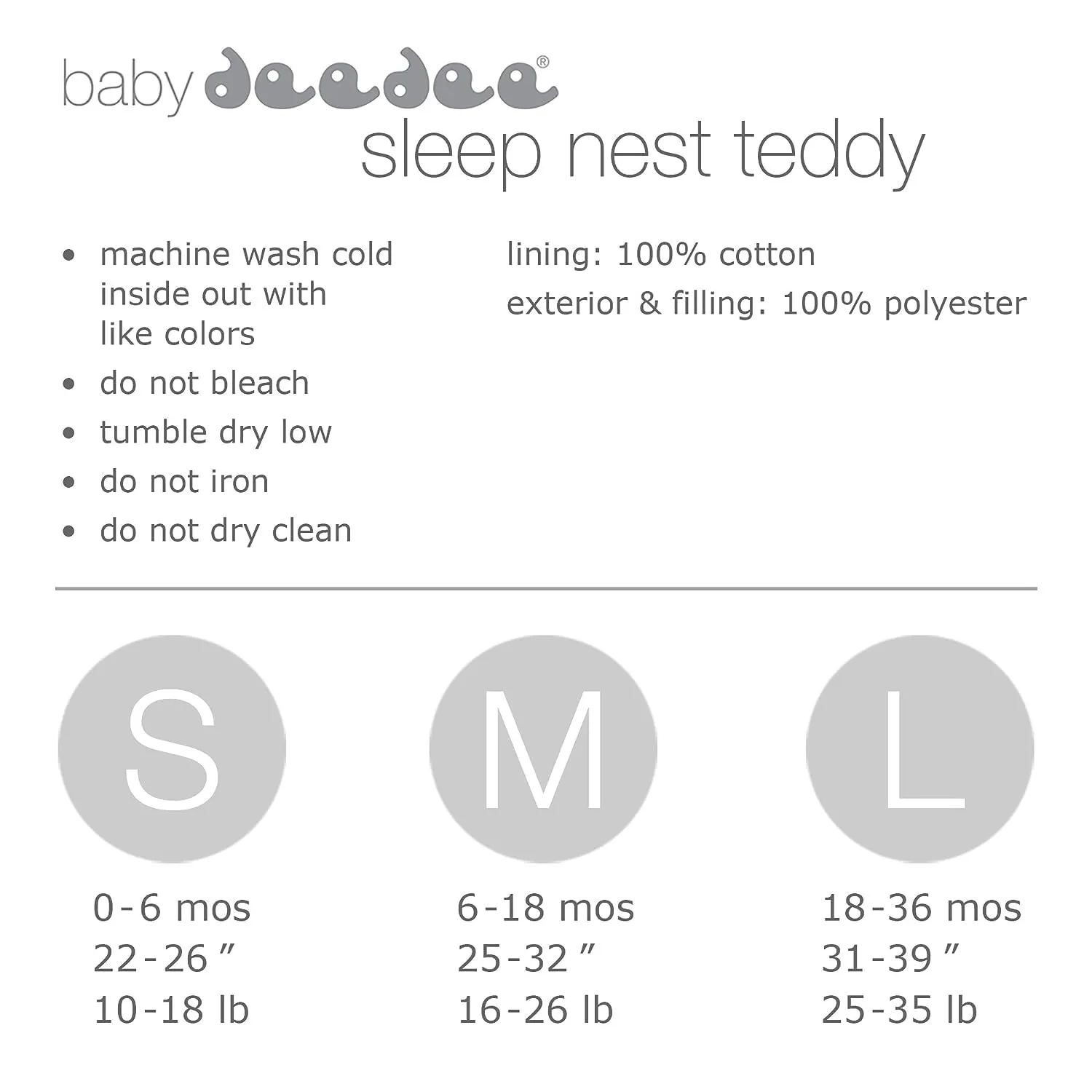 baby deedee Sleep Nest Teddy Baby Sleeping Bag, Gray Bubble Gum, Small (0-6 Month) (168)