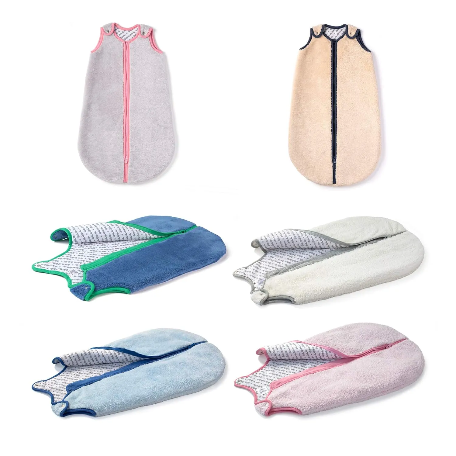 baby deedee Sleep Nest Teddy Baby Sleeping Bag, Oatmeal Navy, Small (0-6 Month)