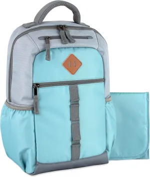 Baby Essentials Two Tone Diaper Bag Backpack with Portable Changing Pad, Stroller Straps, Insulated Bottle Pocket, 2 Pc Set (Teal)