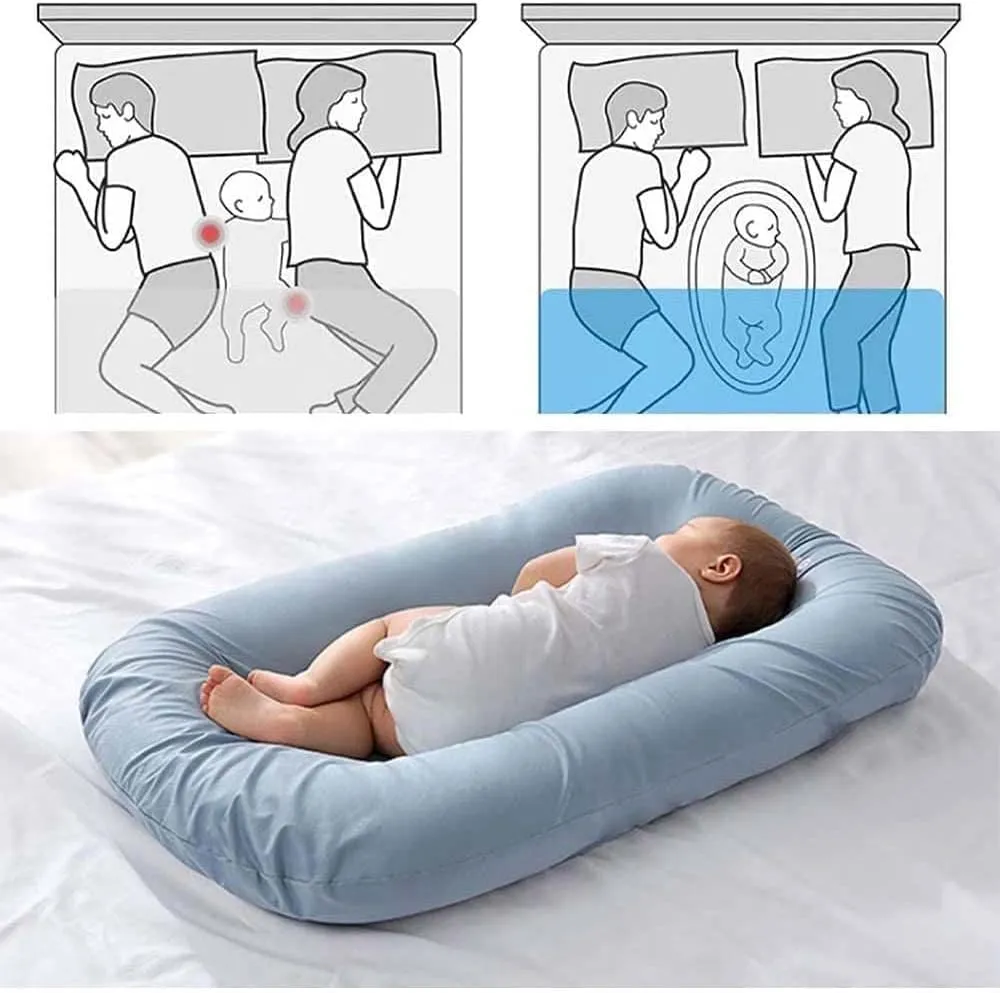 Baby Lounger, Bionic Design for Newborn 0-24 Months, Soft Organic Cotton Breathable Lounger for Infants (Gray Baby Lounger)