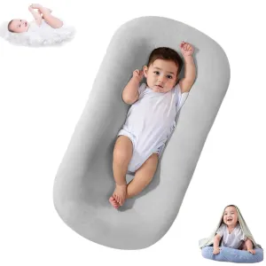 Baby Lounger, Bionic Design for Newborn 0-24 Months, Soft Organic Cotton Breathable Lounger for Infants (Gray Baby Lounger)
