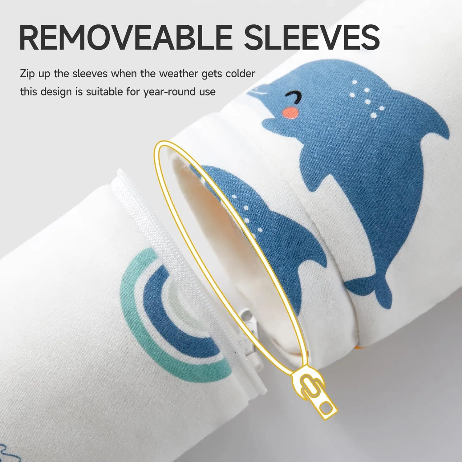 Baby Sleep Sack 24-36 Months - 1.0 TOG Wearable Blanket with Removable Sleeves, Soft Breathable Infant Sleeping Bag for Toddler, Two-Way Zipper for Easy Diaper Change (Fawn)