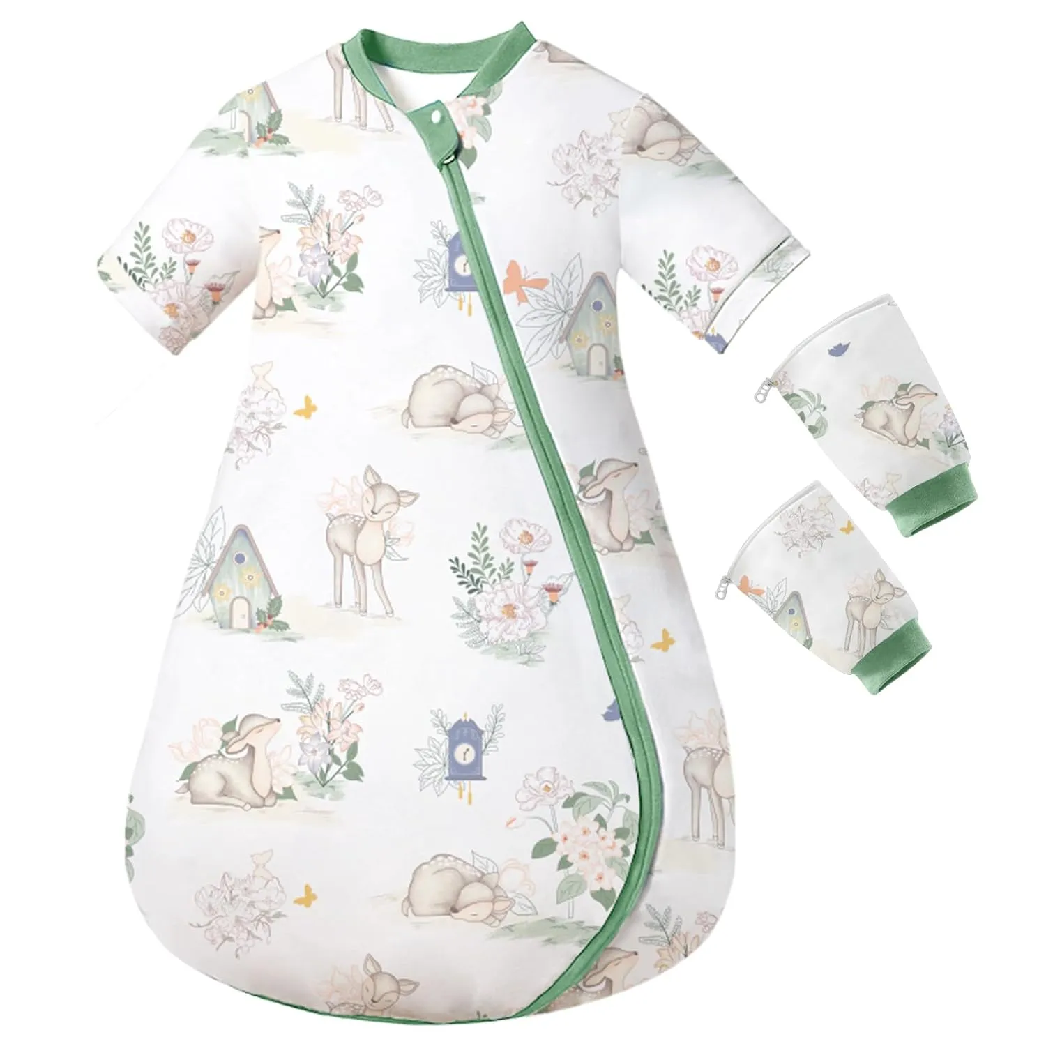 Baby Sleep Sack 24-36 Months - 1.0 TOG Wearable Blanket with Removable Sleeves, Soft Breathable Infant Sleeping Bag for Toddler, Two-Way Zipper for Easy Diaper Change (Fawn)